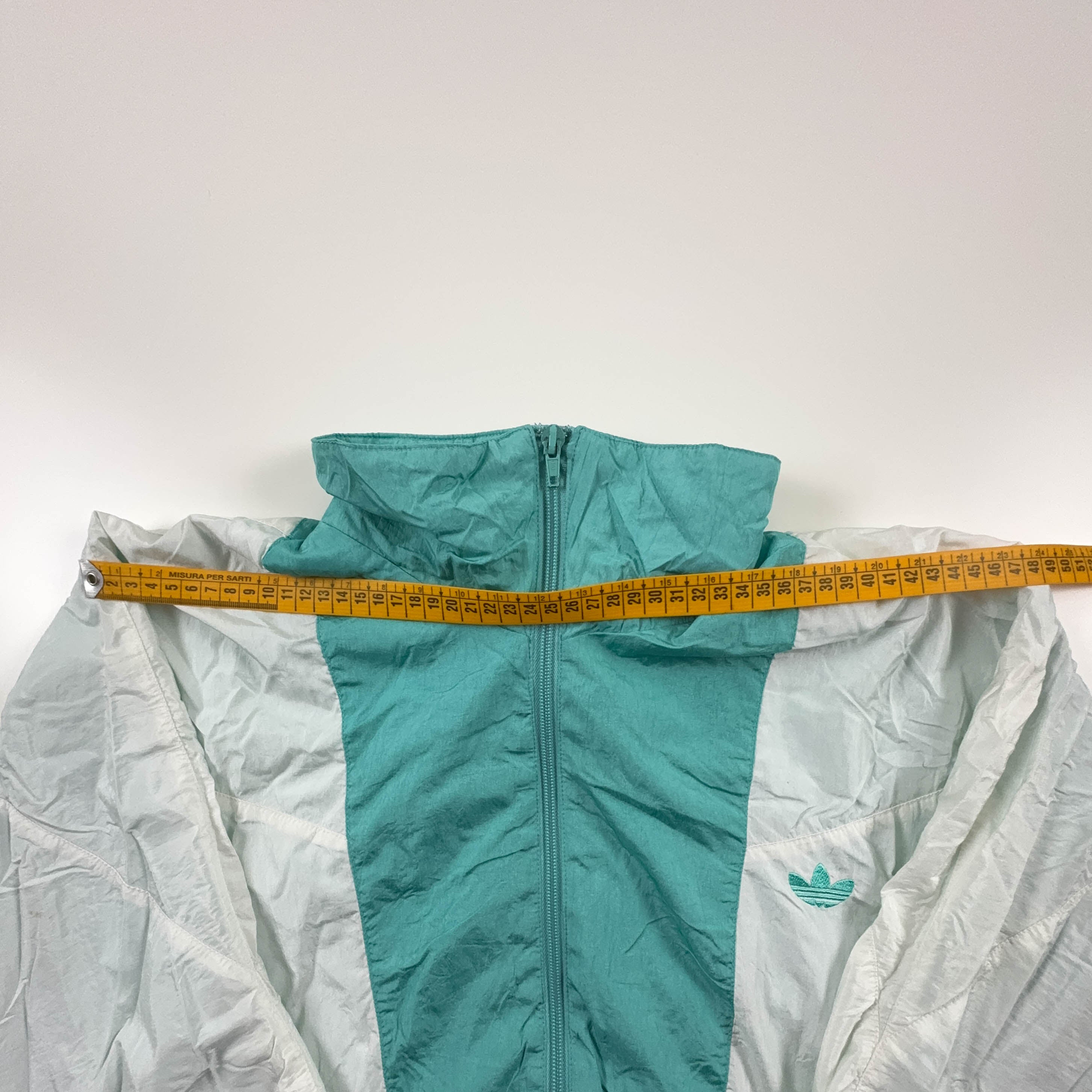 Giacca a vento Adidas Vintage verde e bianca con zip anni 90 - Taglia M uomo