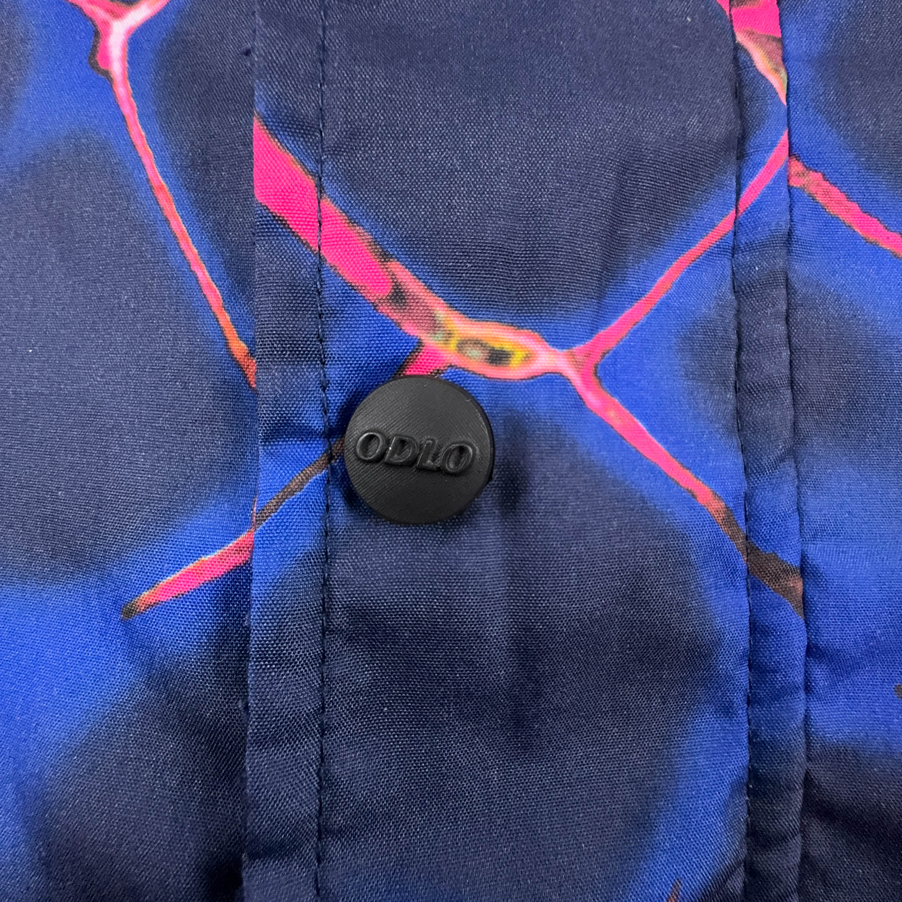 Giacca a vento Double Face Vintage blu a fantasia con zip anni 80 90 - Taglia 50 52 uomo