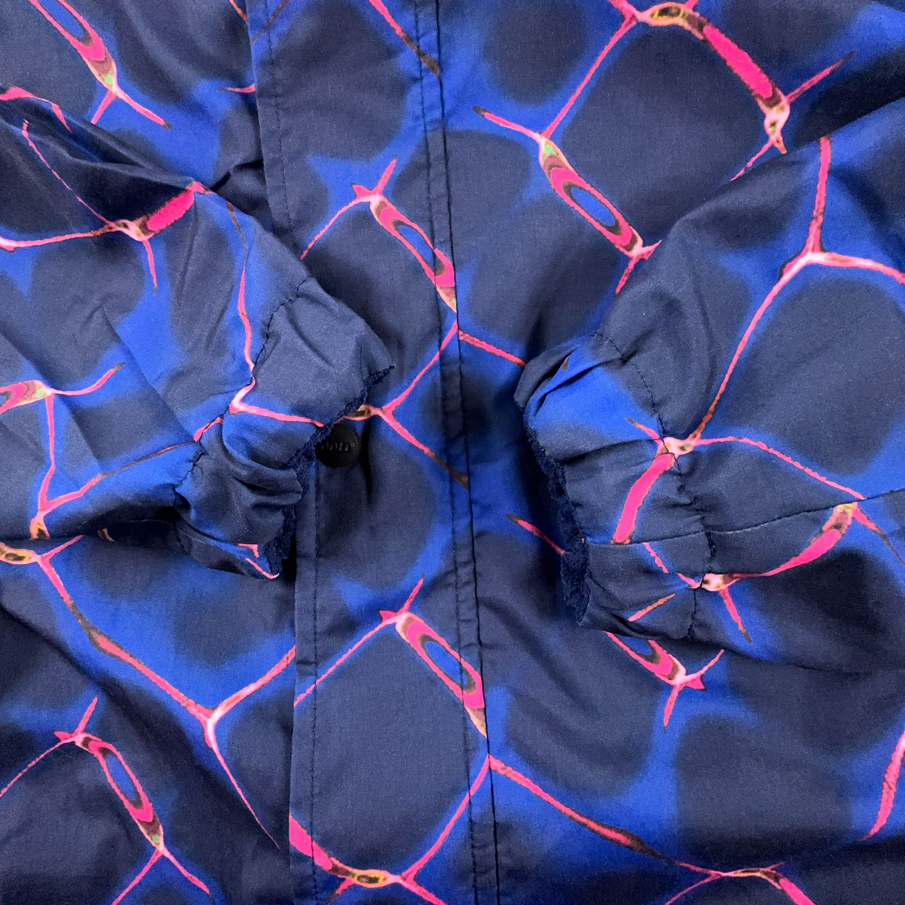 Giacca a vento Double Face Vintage blu a fantasia con zip anni 80 90 - Taglia 50 52 uomo