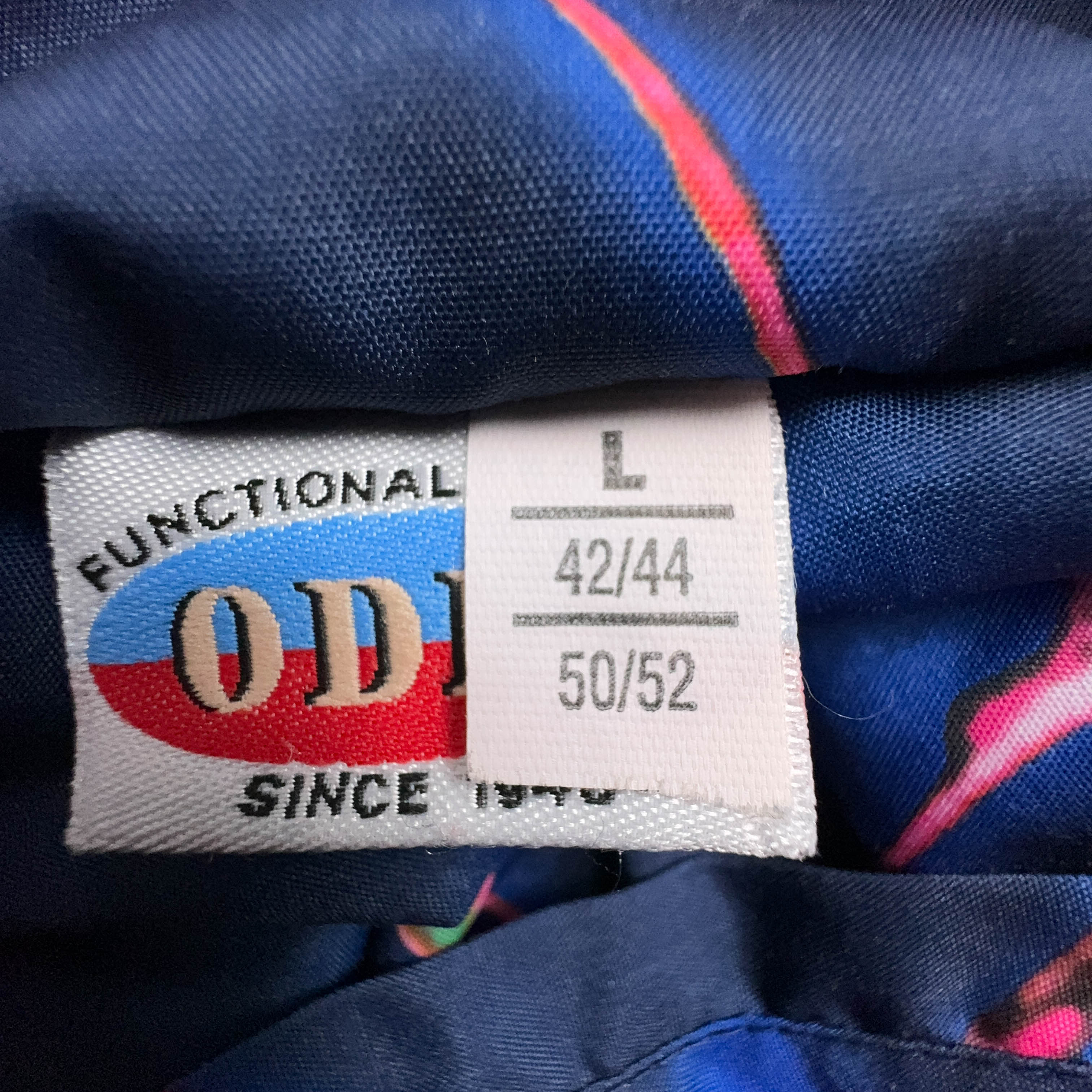 Giacca a vento Double Face Vintage blu a fantasia con zip anni 80 90 - Taglia 50 52 uomo