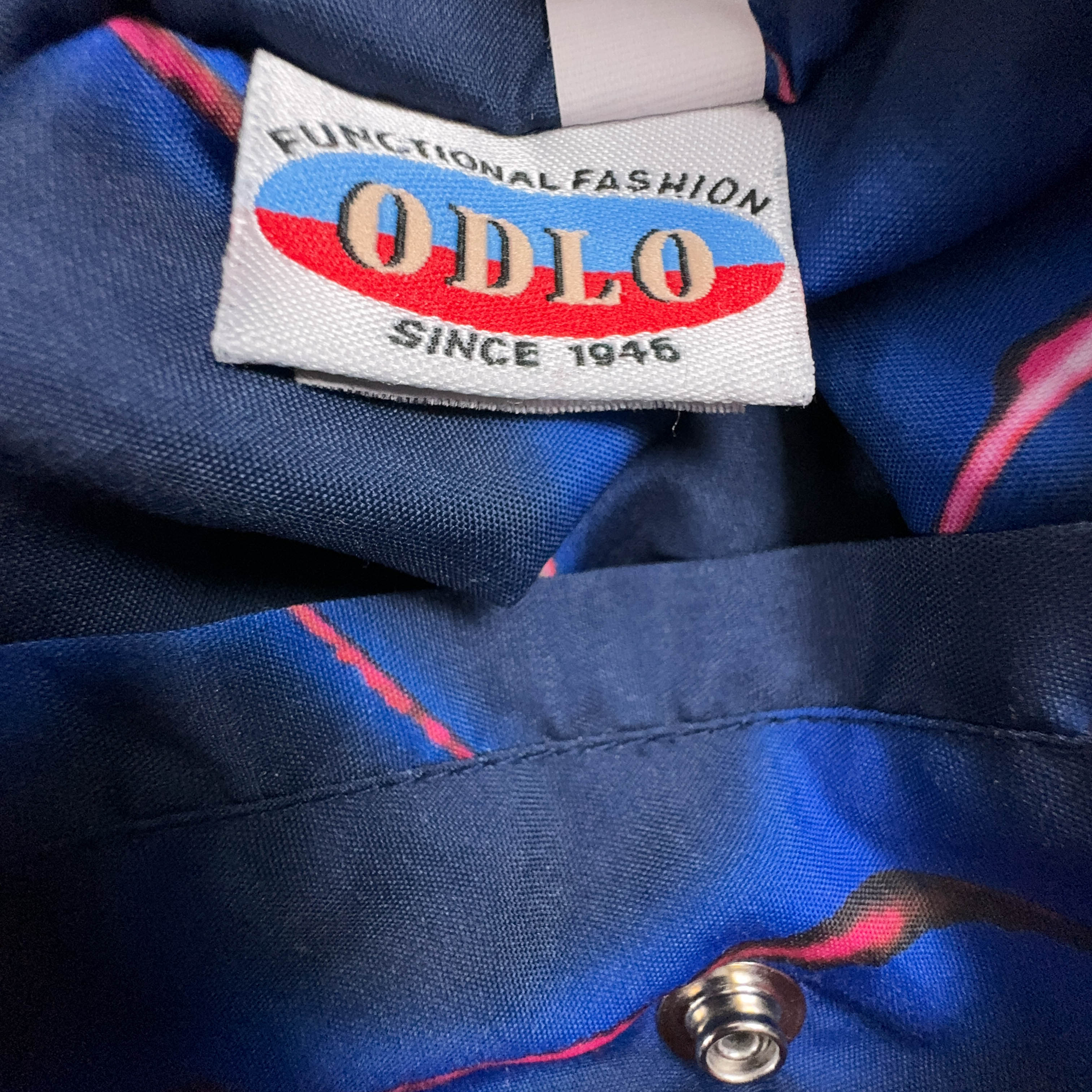 Giacca a vento Double Face Vintage blu a fantasia con zip anni 80 90 - Taglia 50 52 uomo