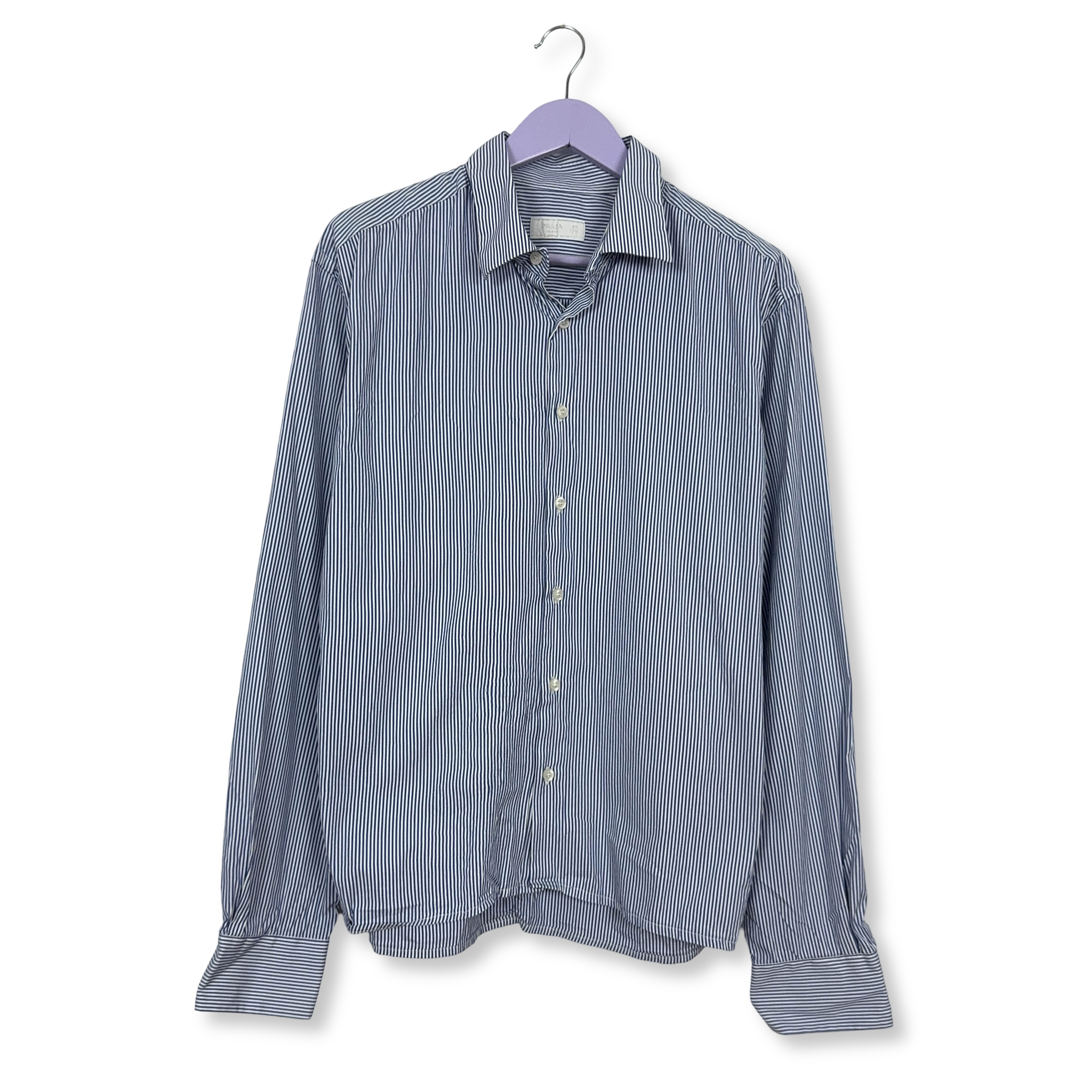 Camicia Prada a righe blu e bianca - Taglia 45 uomo