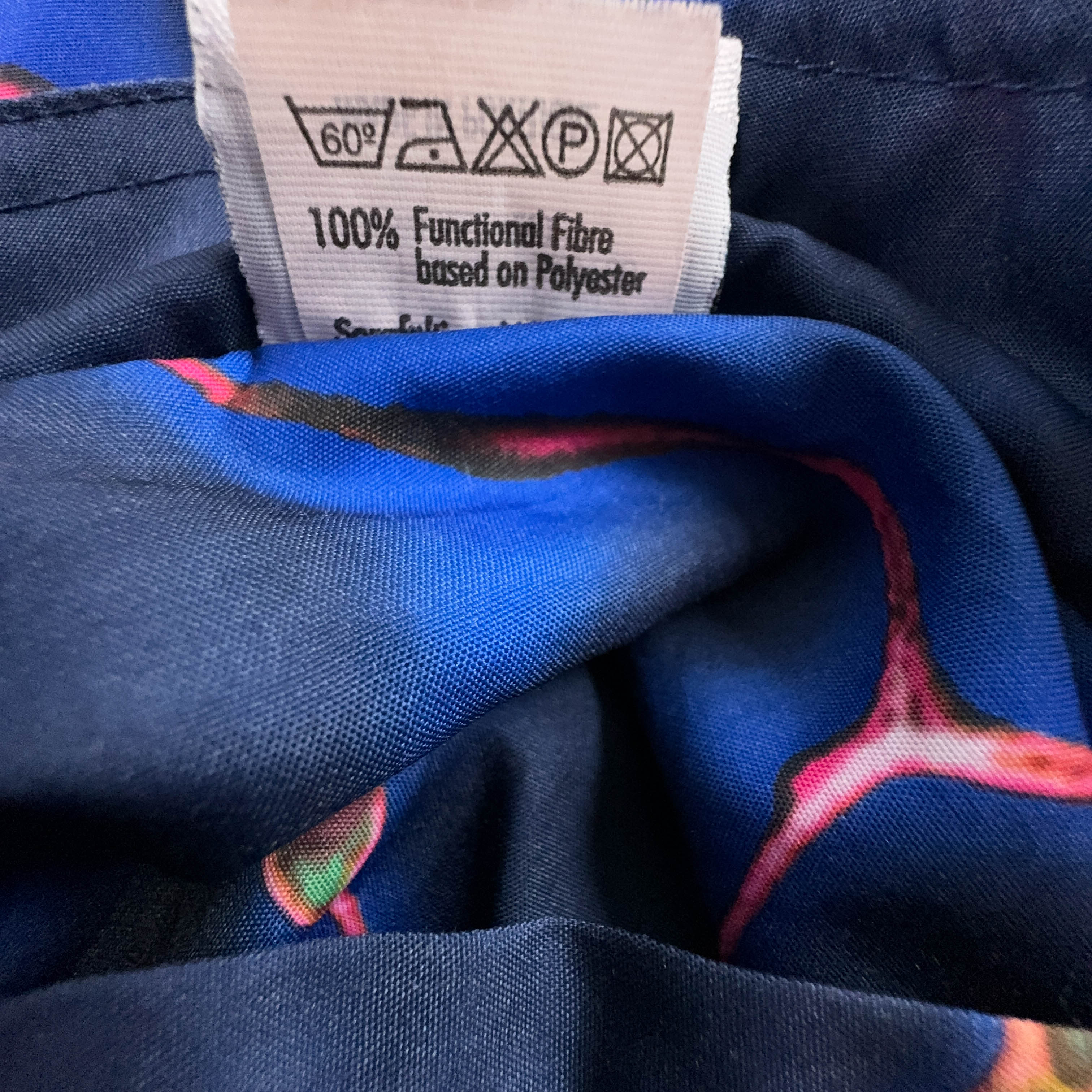 Giacca a vento Double Face Vintage blu a fantasia con zip anni 80 90 - Taglia 50 52 uomo