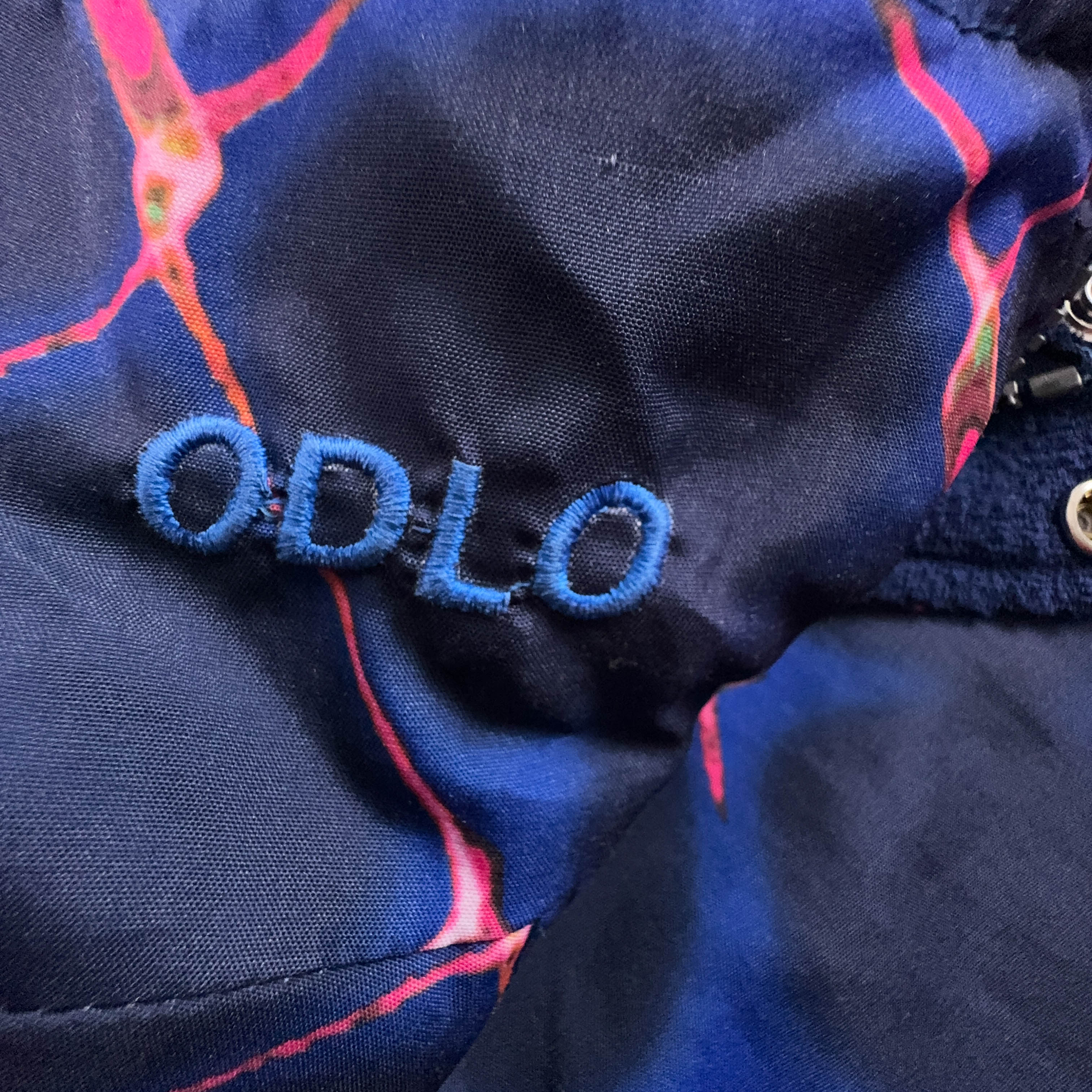 Giacca a vento Double Face Vintage blu a fantasia con zip anni 80 90 - Taglia 50 52 uomo