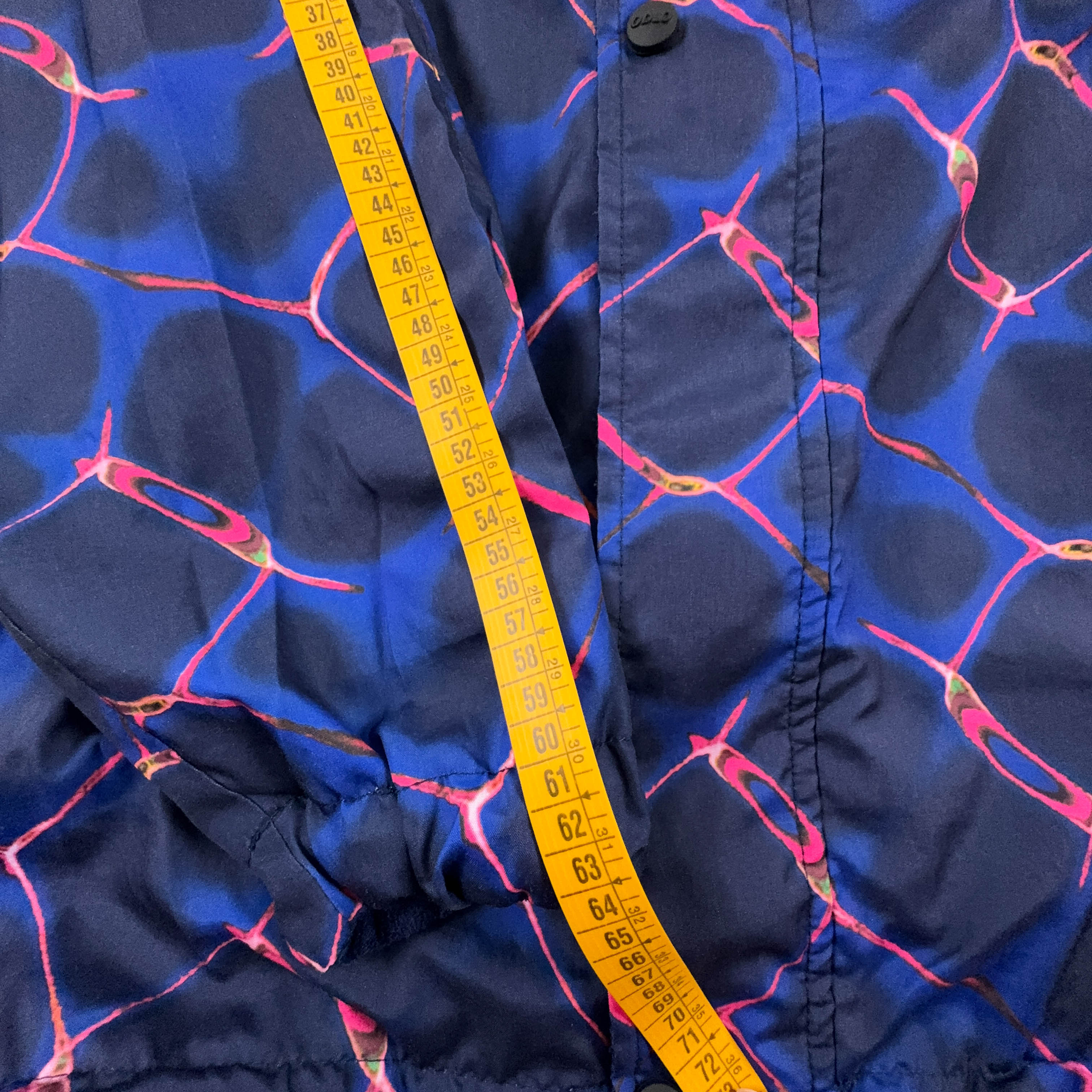 Giacca a vento Double Face Vintage blu a fantasia con zip anni 80 90 - Taglia 50 52 uomo