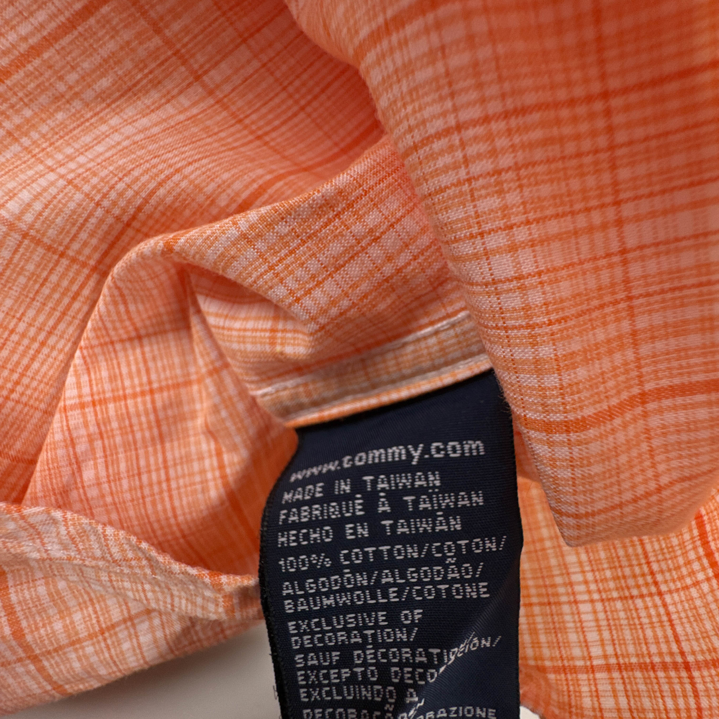 Camicia Tommy Hilfiger arancione a quadri - Taglia M uomo