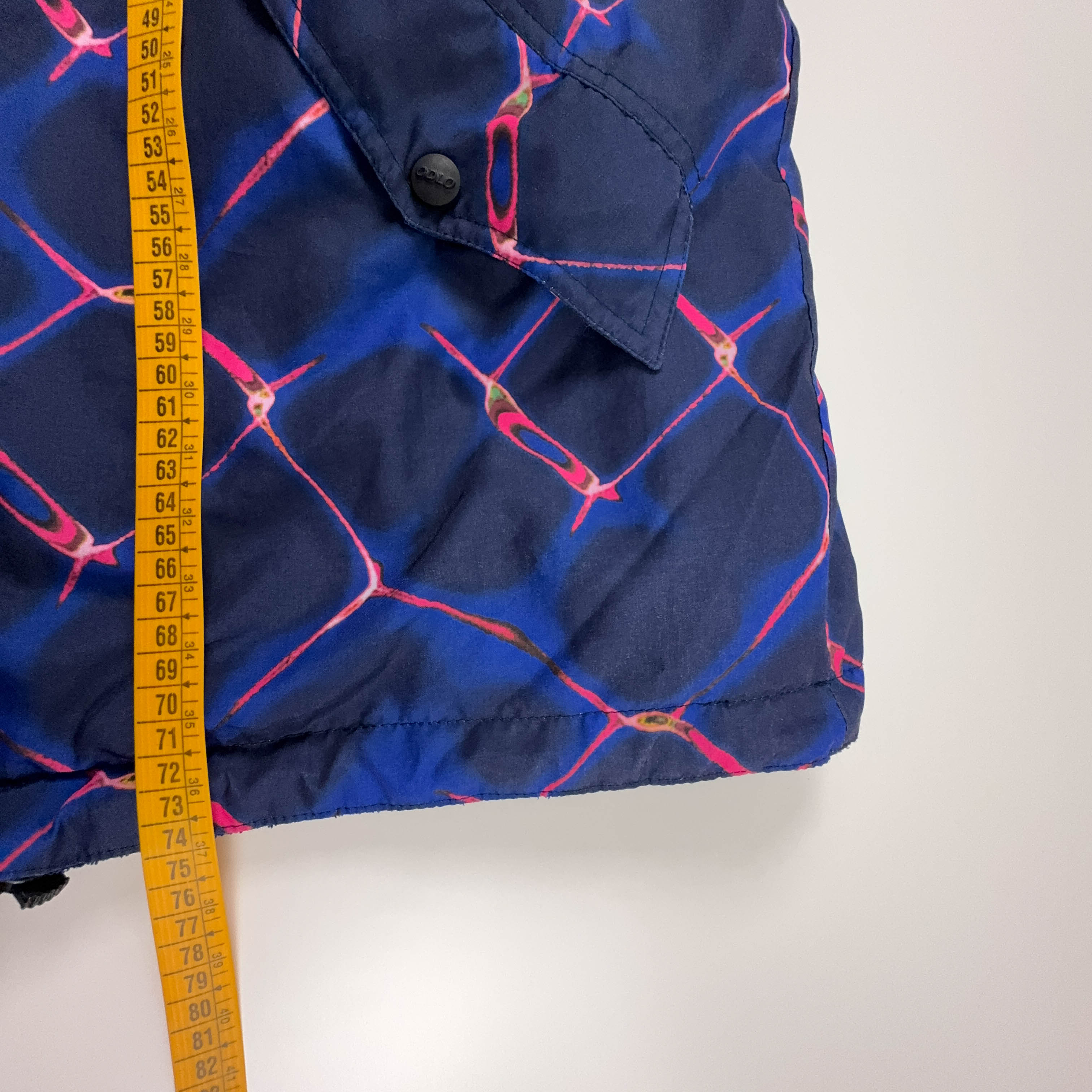 Giacca a vento Double Face Vintage blu a fantasia con zip anni 80 90 - Taglia 50 52 uomo