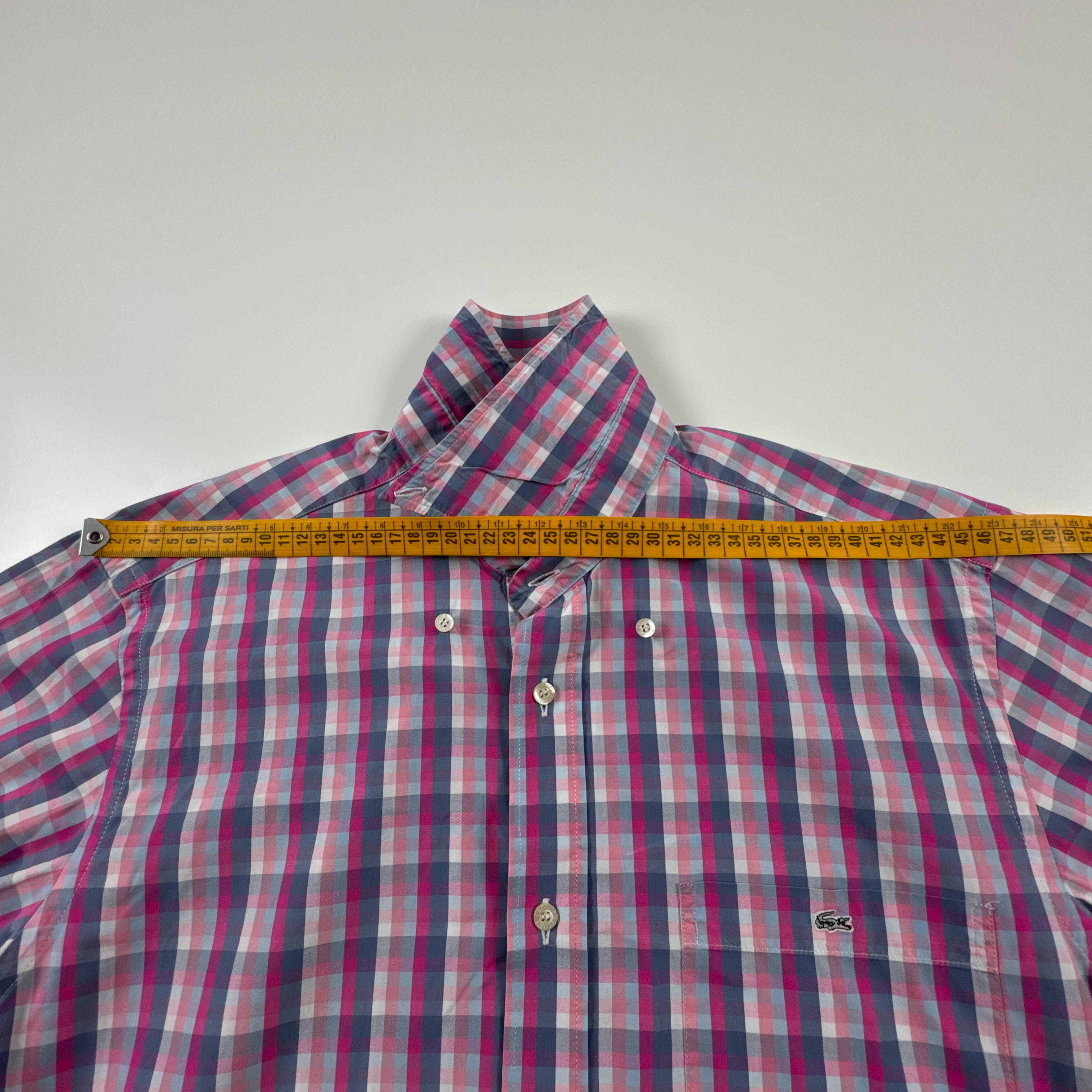 Camicia Lacoste viola e blu a quadretti in cotone - Taglia 40 uomo