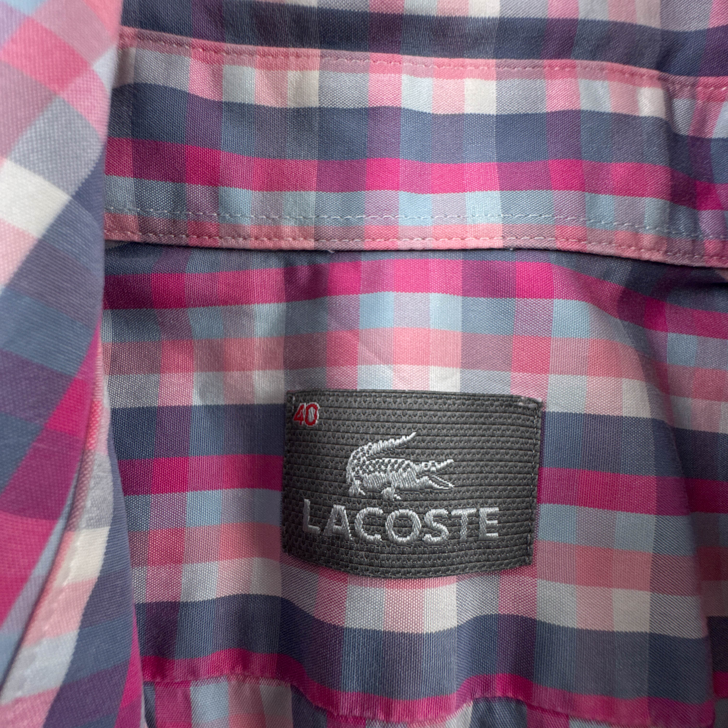 Camicia Lacoste viola e blu a quadretti in cotone - Taglia 40 uomo