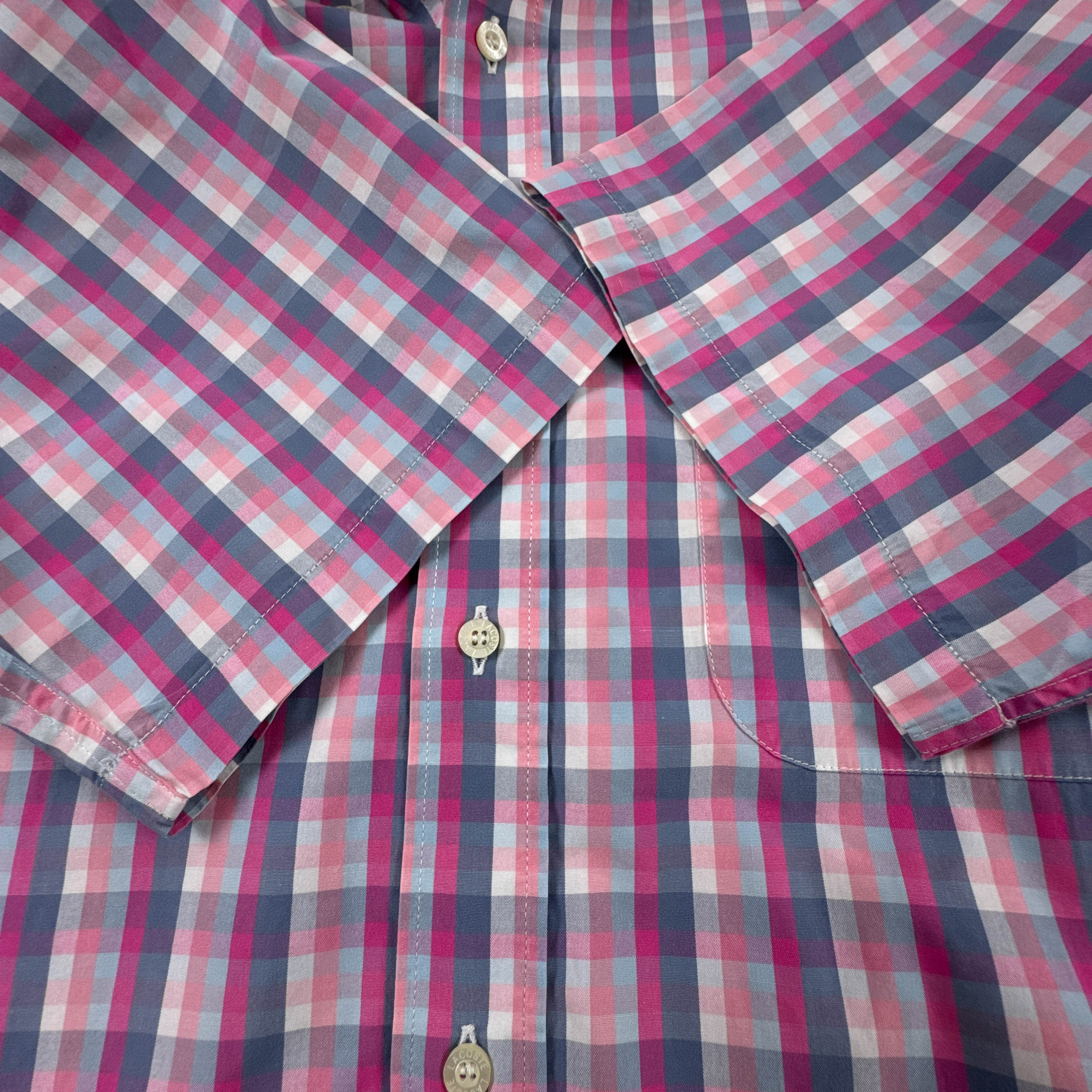Camicia Lacoste viola e blu a quadretti in cotone - Taglia 40 uomo