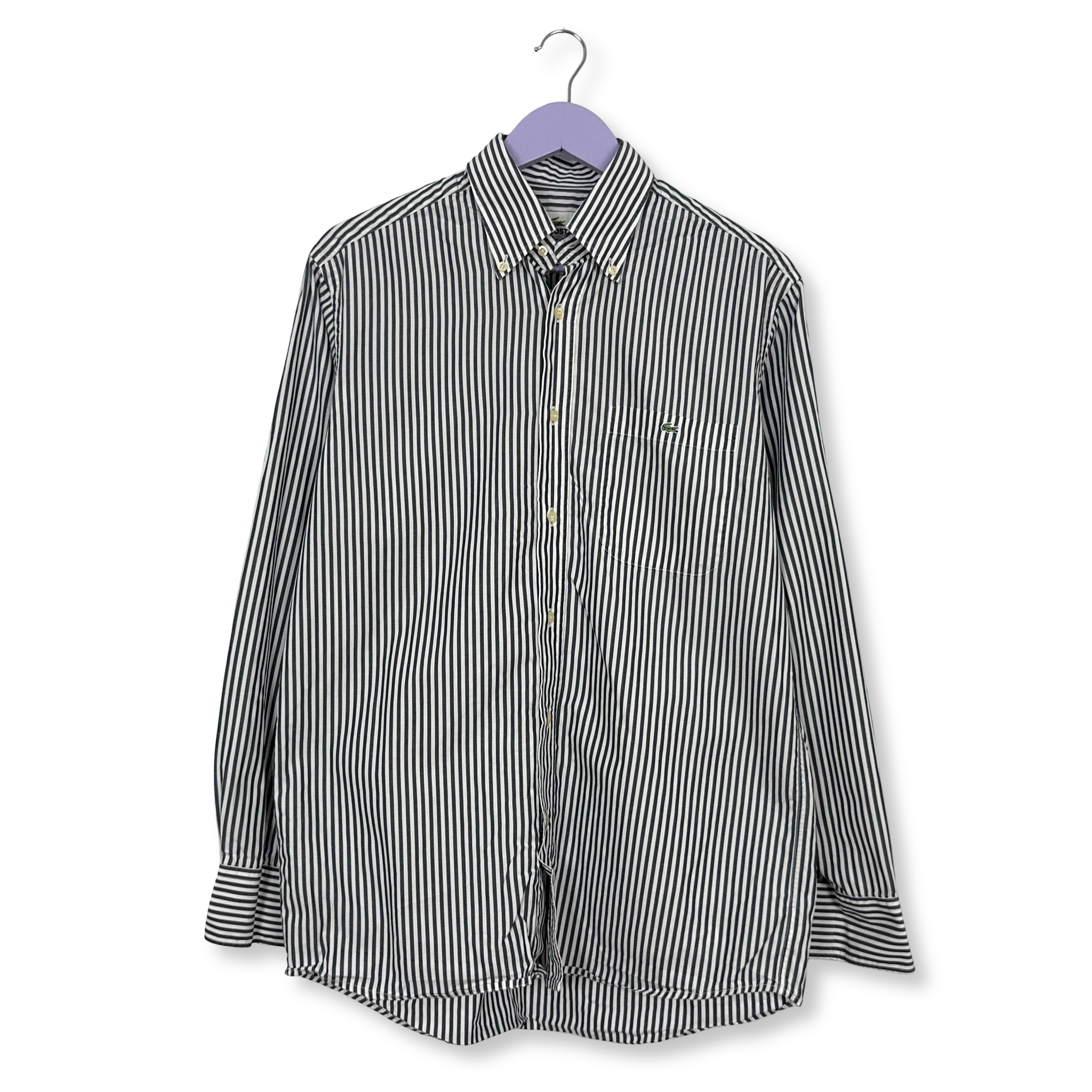 Camicia Lacoste a righe bianca e nera - Taglia 41 uomo