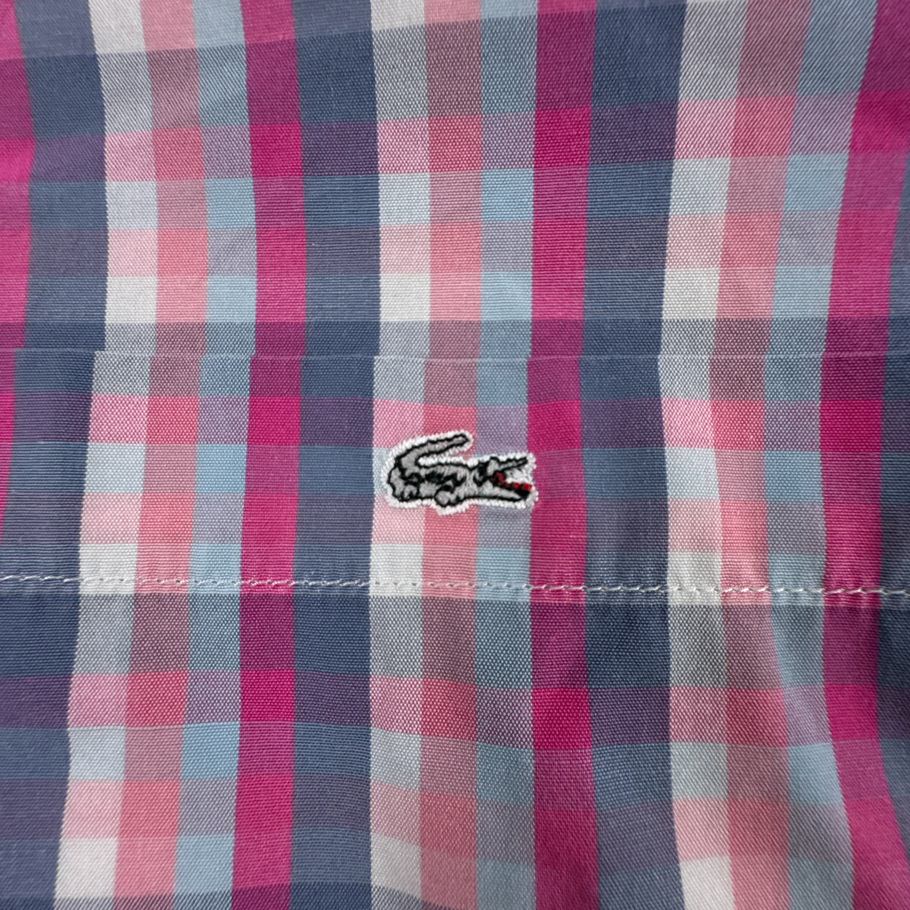 Camicia Lacoste viola e blu a quadretti in cotone - Taglia 40 uomo