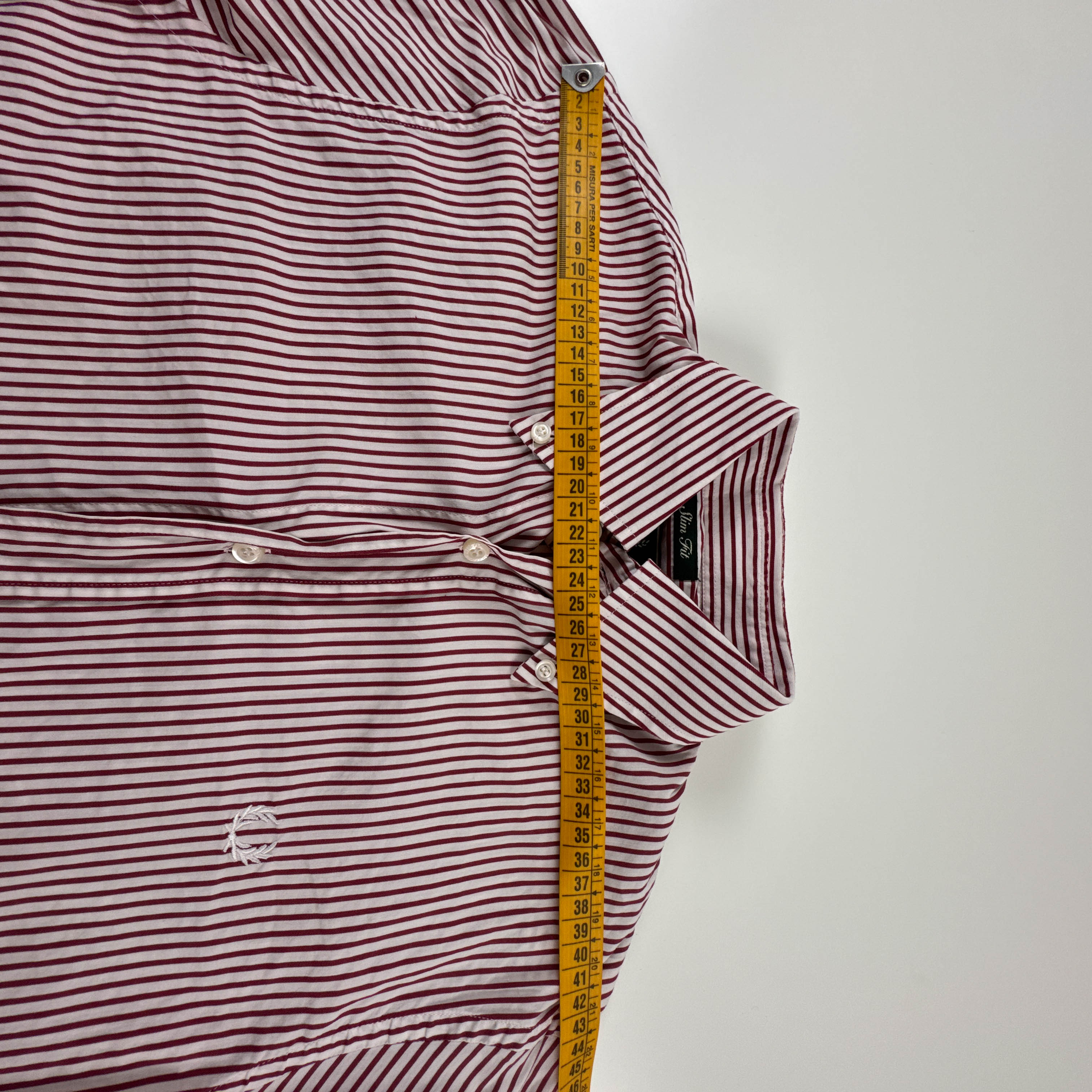 Camicia Fred Perry rossa e bianca a righe 73% cotone slim fit - Taglia S uomo