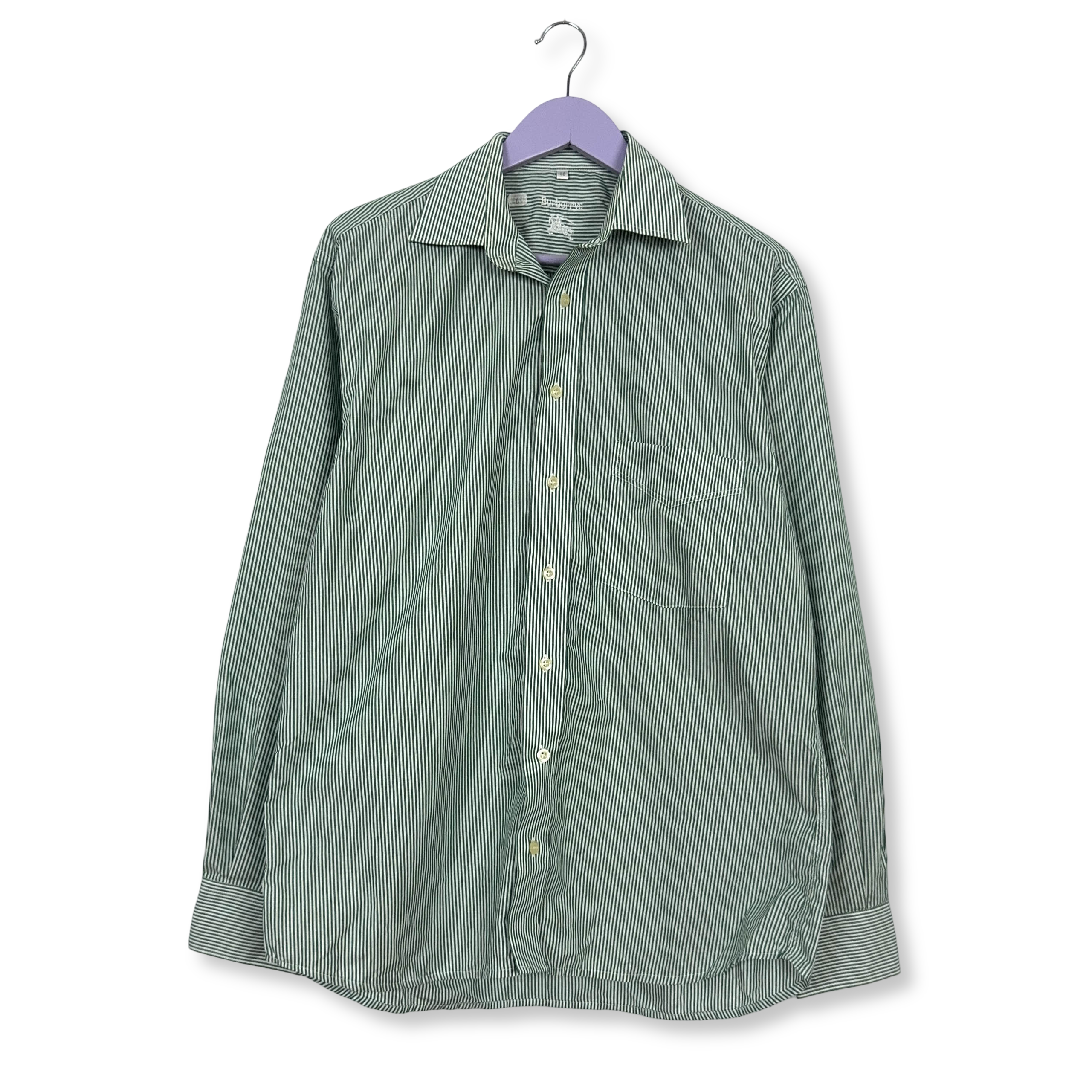 Camicia Burberry a righe verde e bianca - Taglia 40 uomo