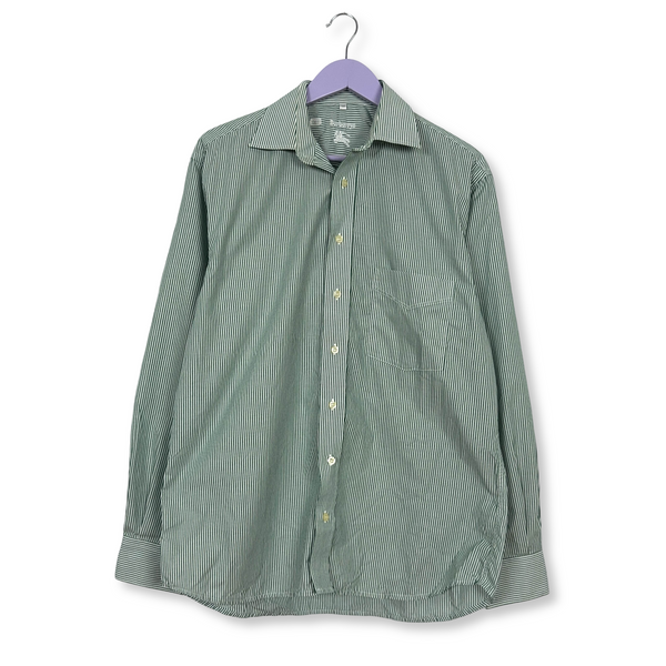Camicia Burberry a righe verde e bianca - Taglia 40 uomo