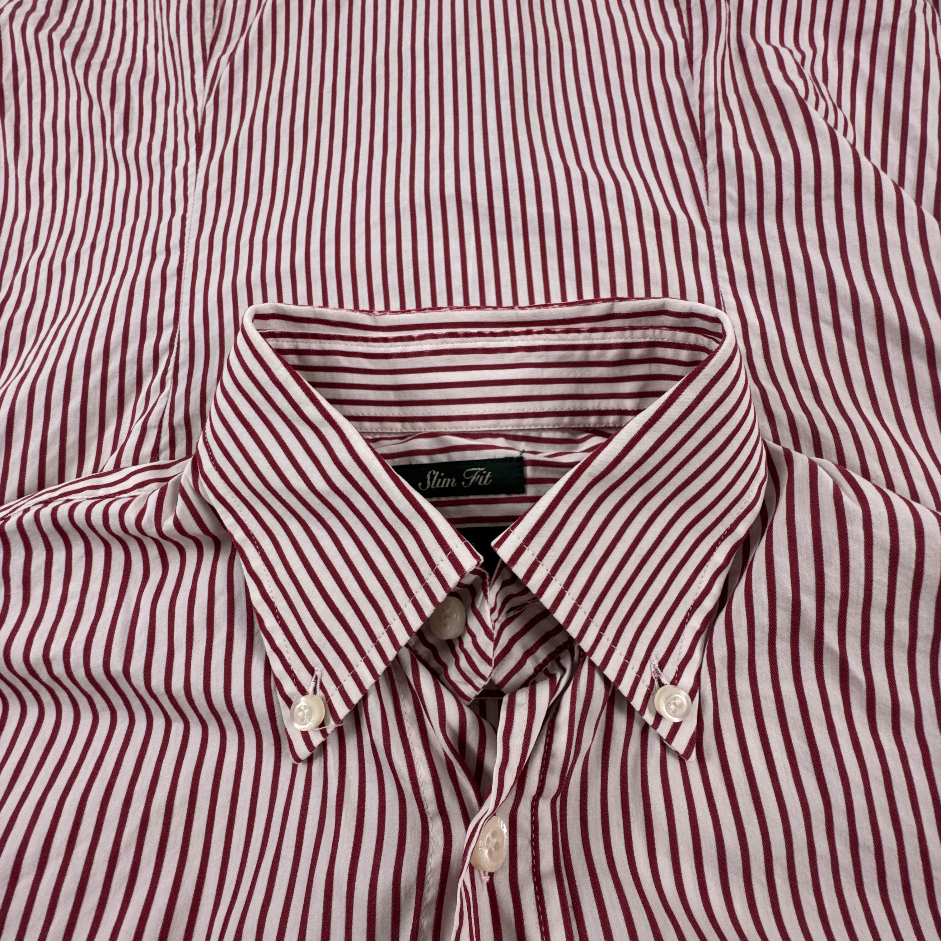Camicia Fred Perry rossa e bianca a righe 73% cotone slim fit - Taglia S uomo