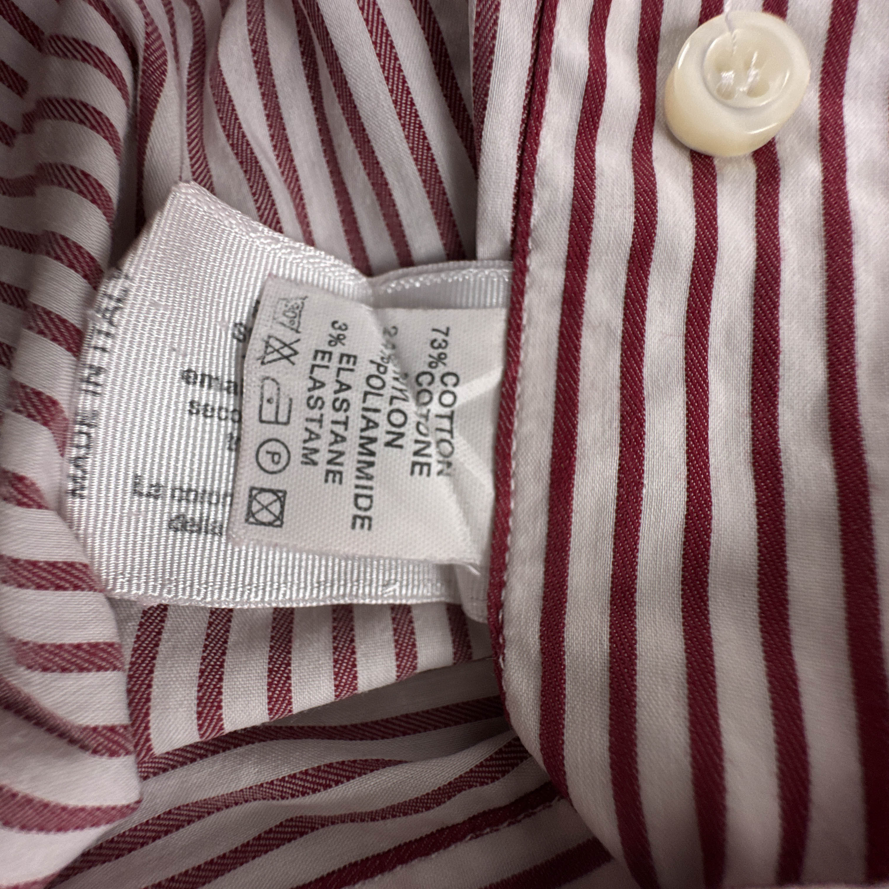 Camicia Fred Perry rossa e bianca a righe 73% cotone slim fit - Taglia S uomo