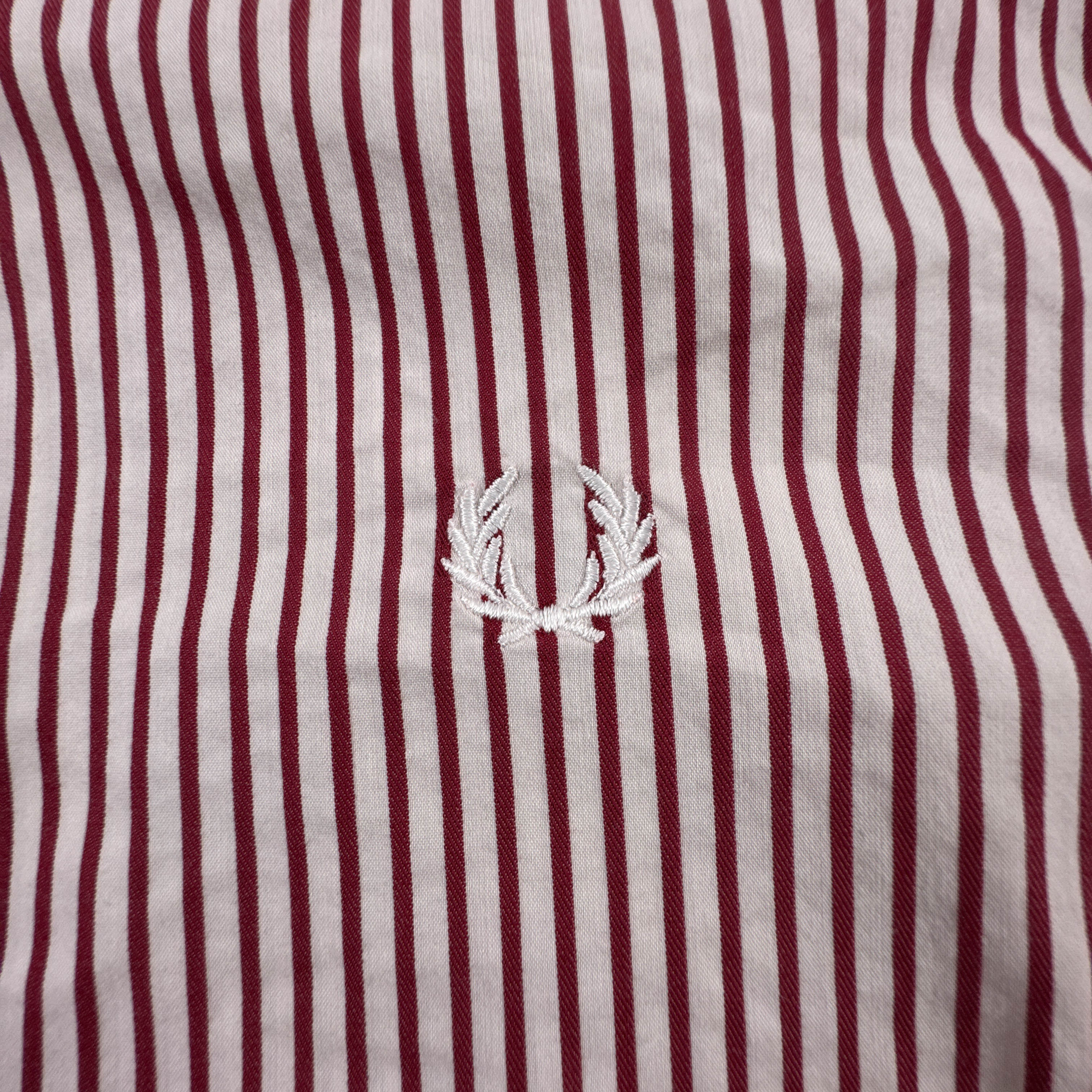 Camicia Fred Perry rossa e bianca a righe 73% cotone slim fit - Taglia S uomo