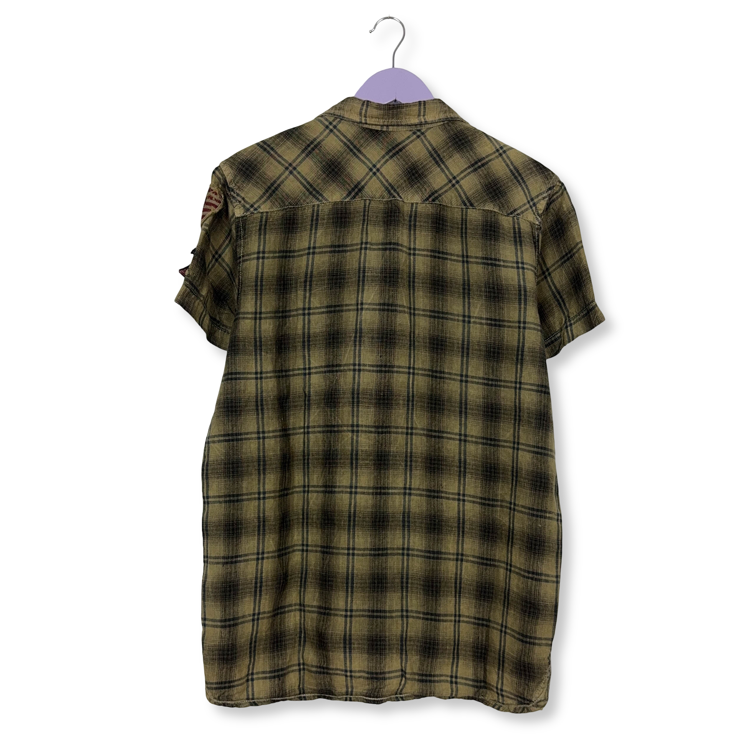 Camicia Napapijri a quadri marrone in cotone e lino - Taglia L uomo