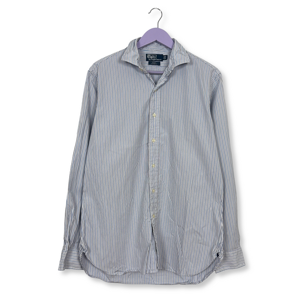 Camicia Ralph Lauren a righe azzurra e bianca custom fit in cotone - taglia 16 - 35 uomo