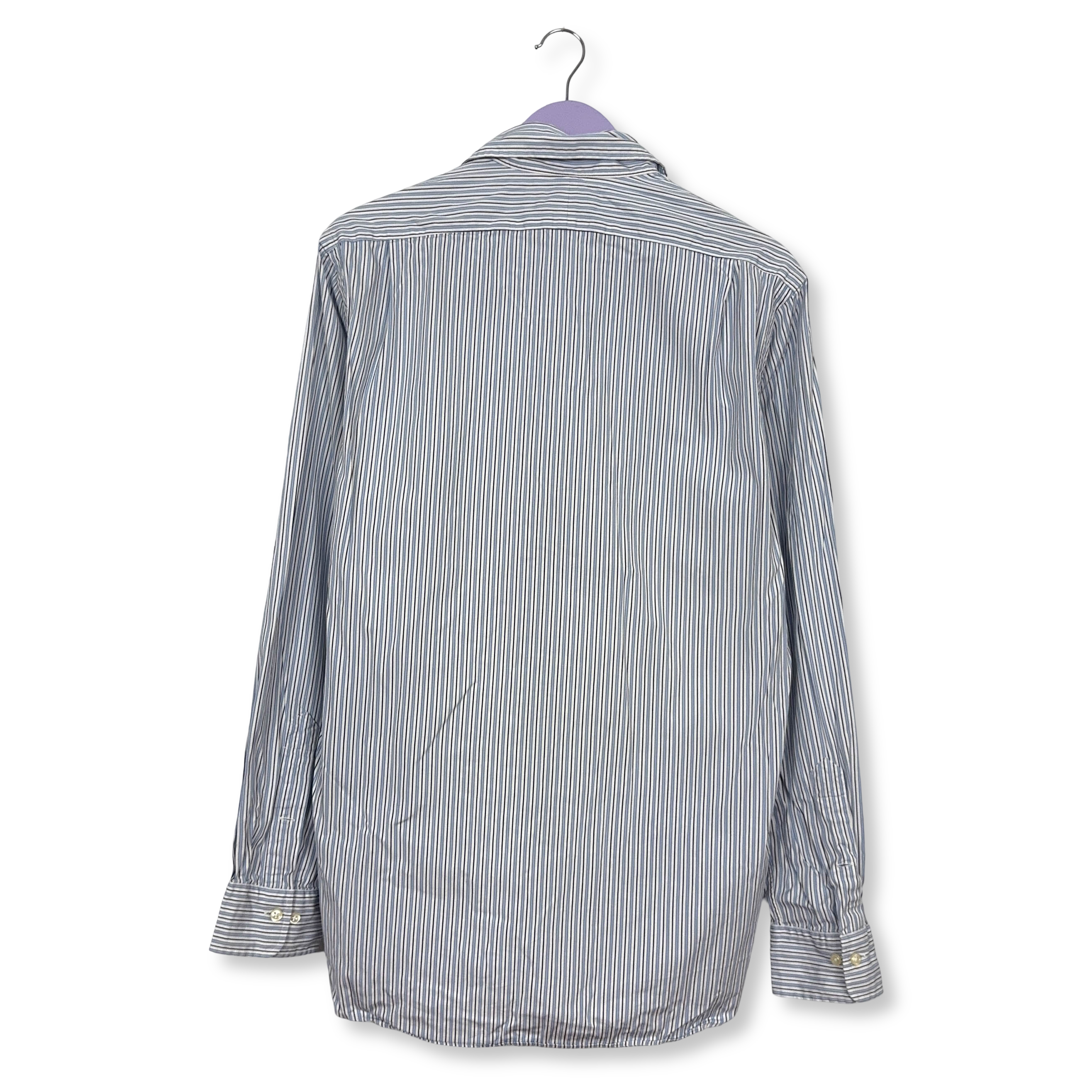 Camicia Ralph Lauren a righe azzurra e bianca custom fit in cotone - taglia 16 - 35 uomo