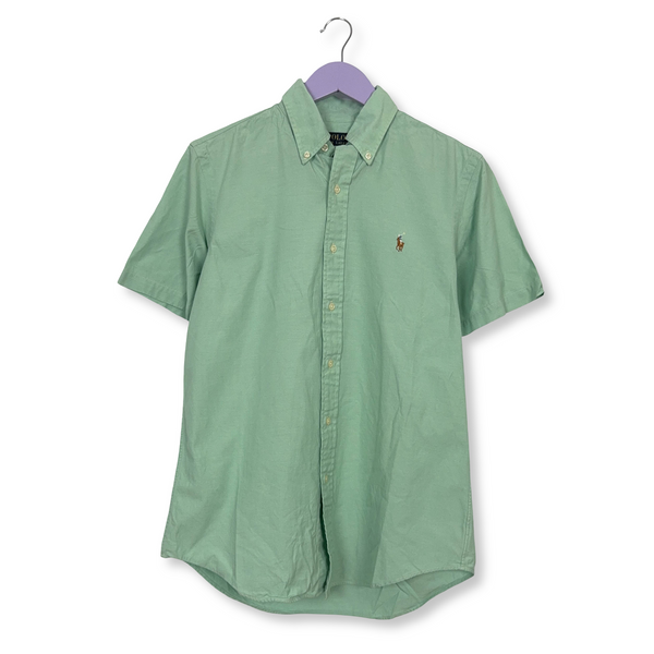 Camicia Ralph Lauren verde chiara a tinta unita in cotone - Taglia S uomo