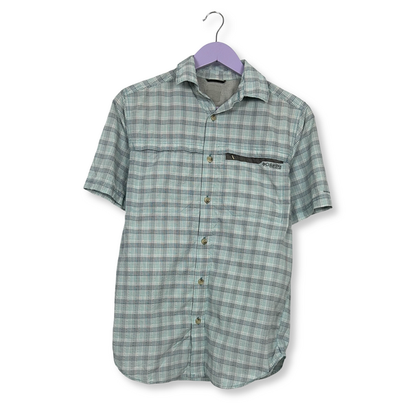 Camicia Columbia Titanium a quadri azzurra e bianca - Taglia S/M uomo