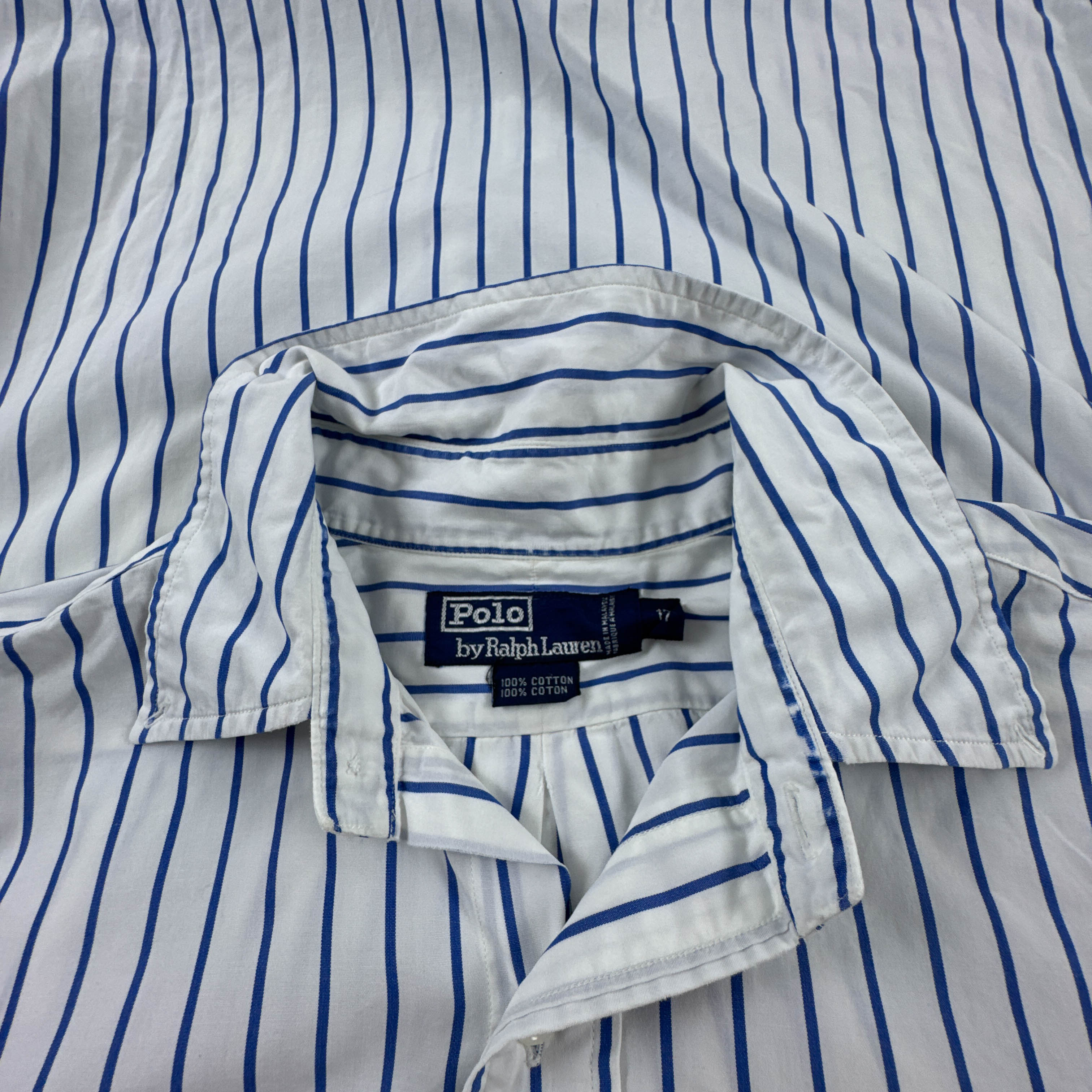 Camicia Ralph Lauren blu e bianca a righe - Taglia 17 uomo