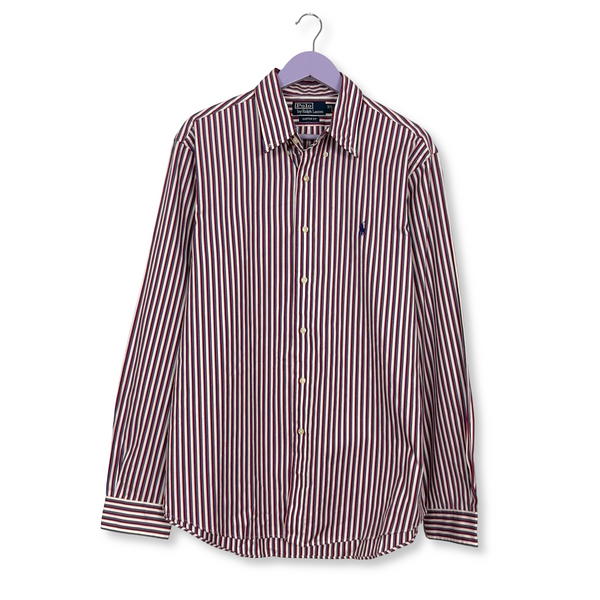 Camicia Ralph Lauren a righe rossa blu e bianca custom fit in cotone - Taglia 16.5 42 L uomo