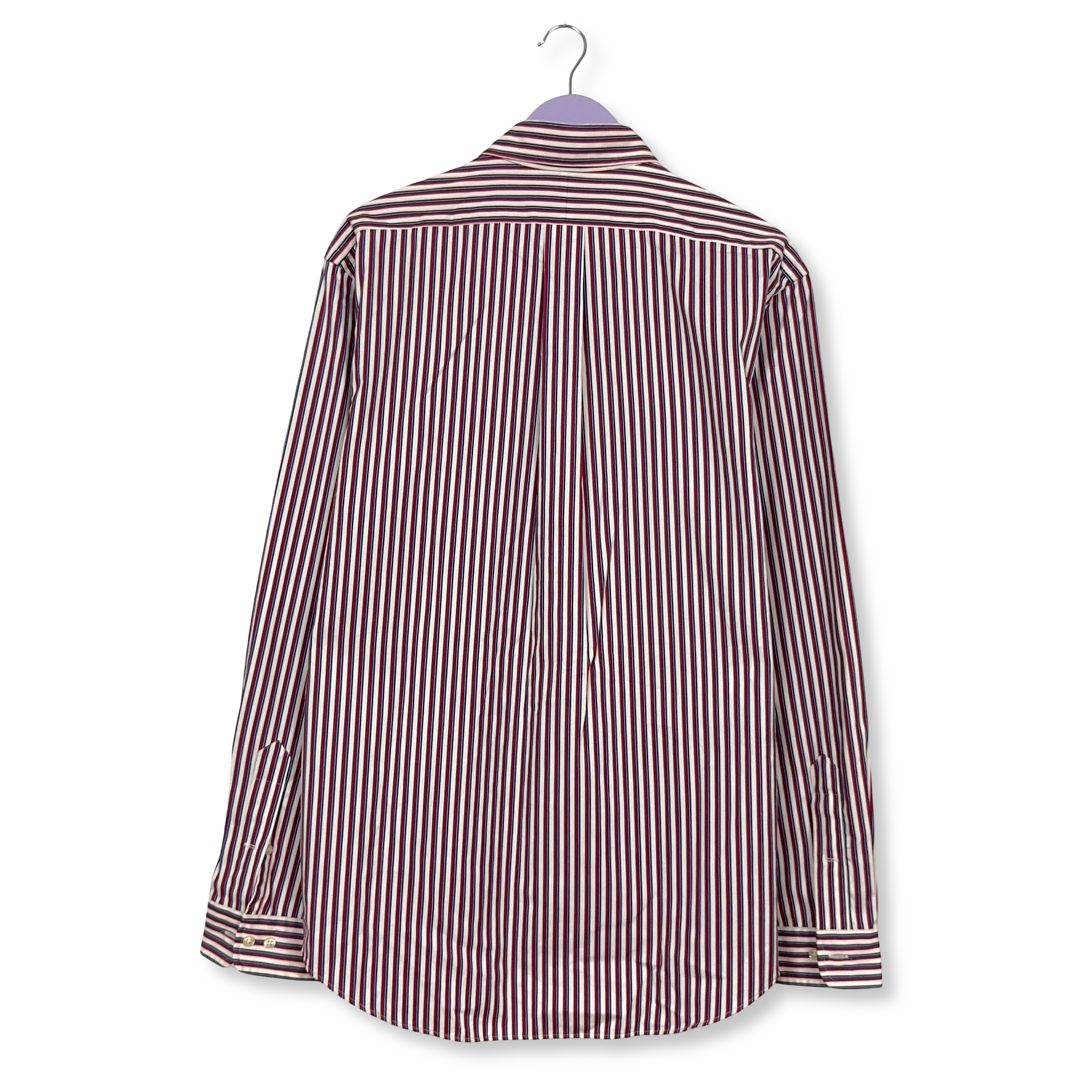 Camicia Ralph Lauren a righe rossa blu e bianca custom fit in cotone - Taglia 16.5 42 L uomo