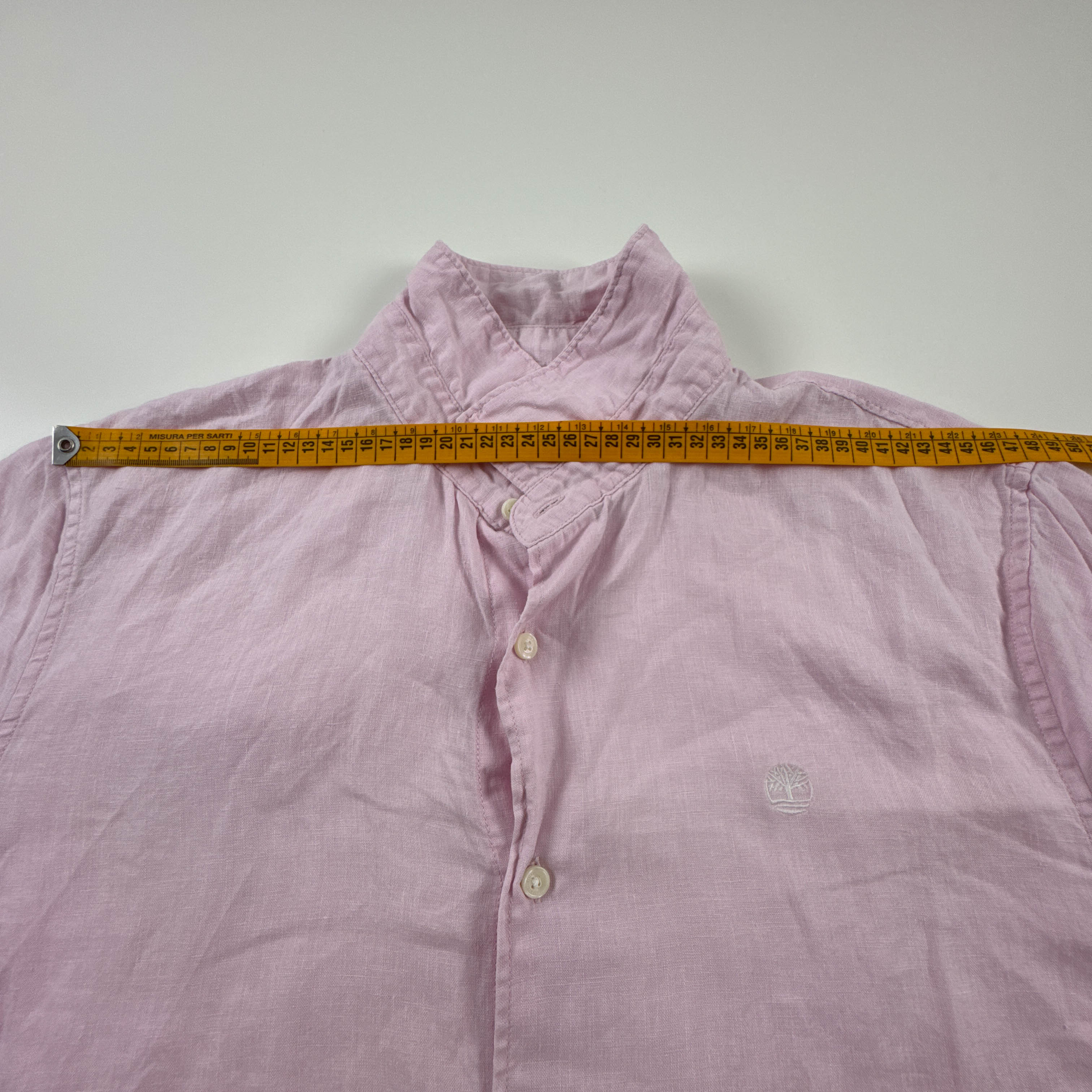Camicia Timberland rosa a tinta unita in lino - Taglia L/XL uomo