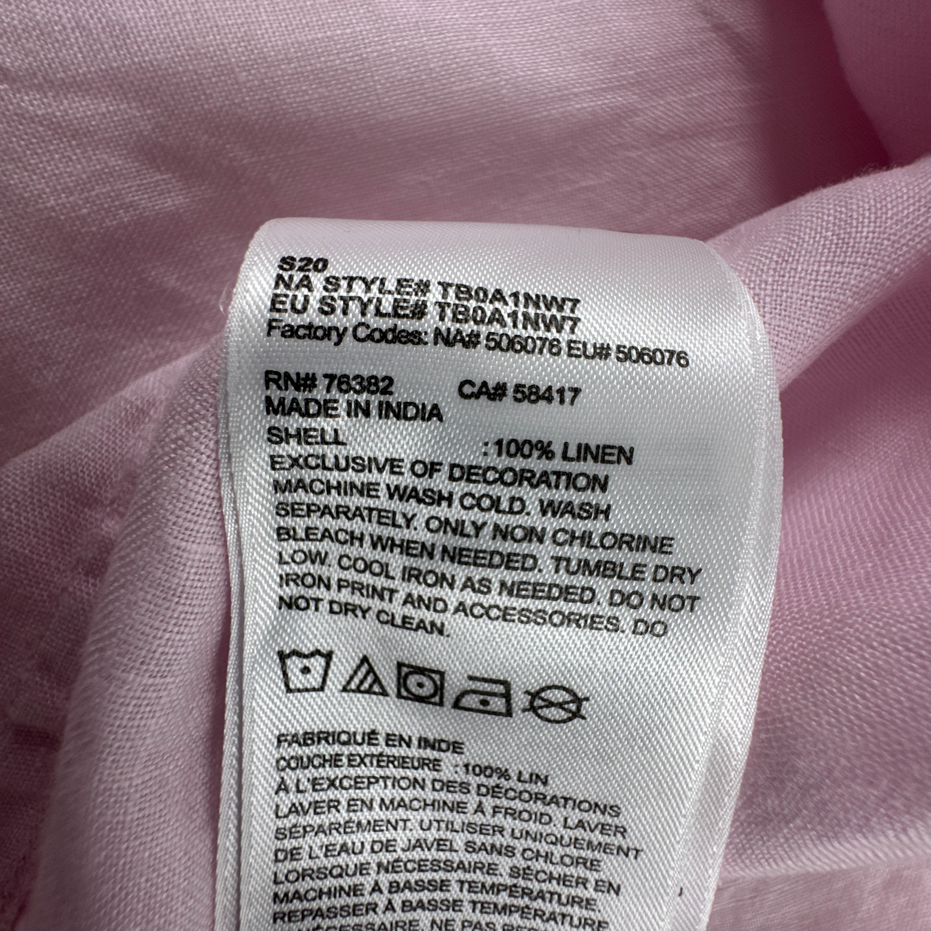 Camicia Timberland rosa a tinta unita in lino - Taglia L/XL uomo