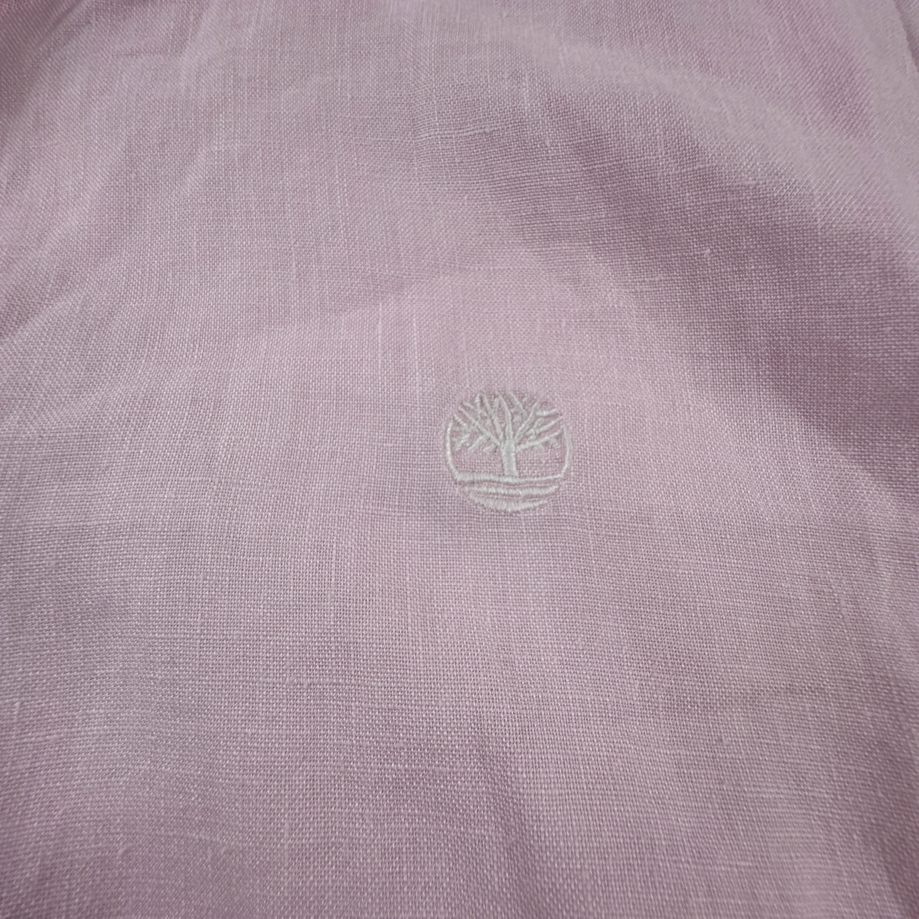 Camicia Timberland rosa a tinta unita in lino - Taglia L/XL uomo