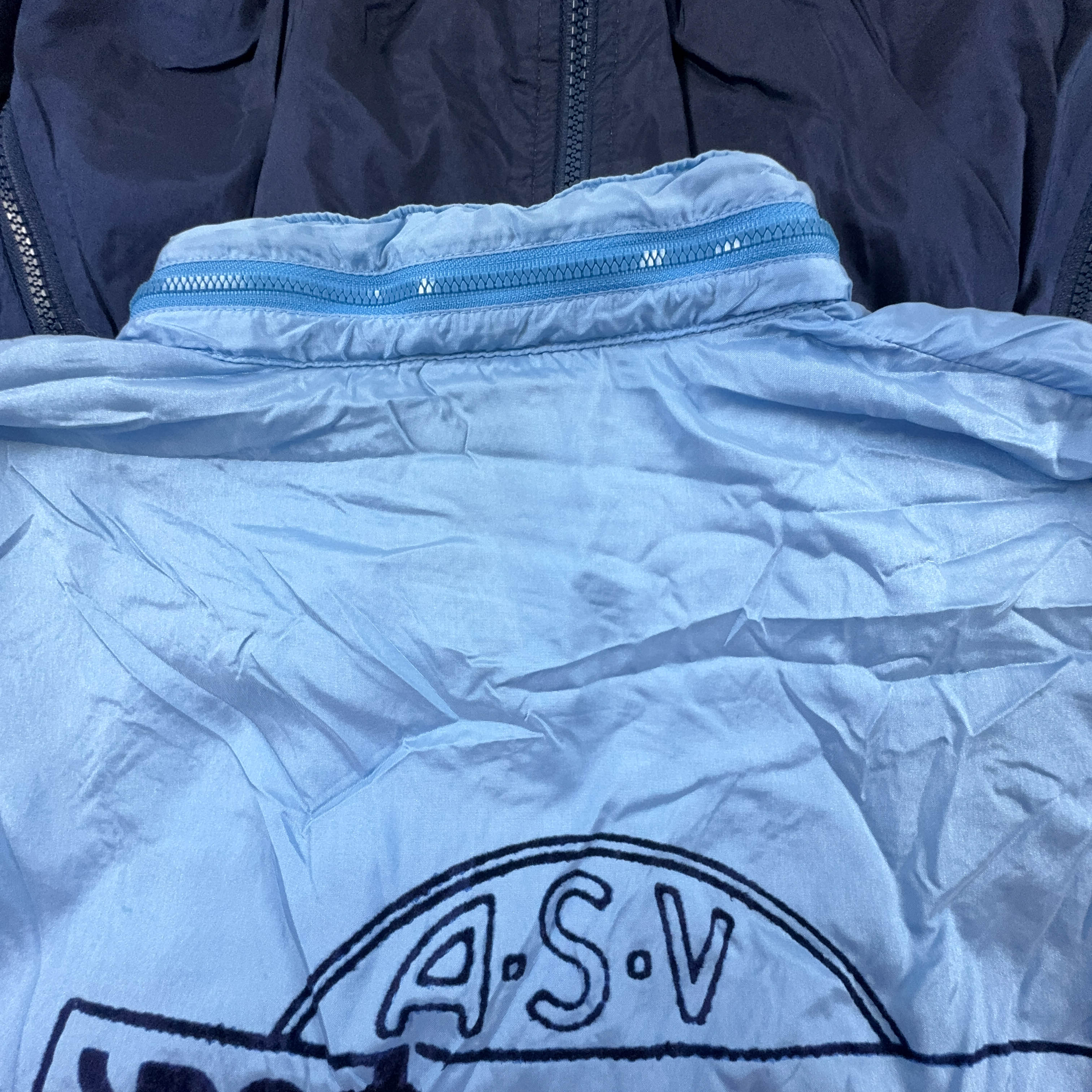 Giacca a vento Adidas Vintage rossa e blu con zip e cappuccio anni 80 - Taglia D8 F183 uomo