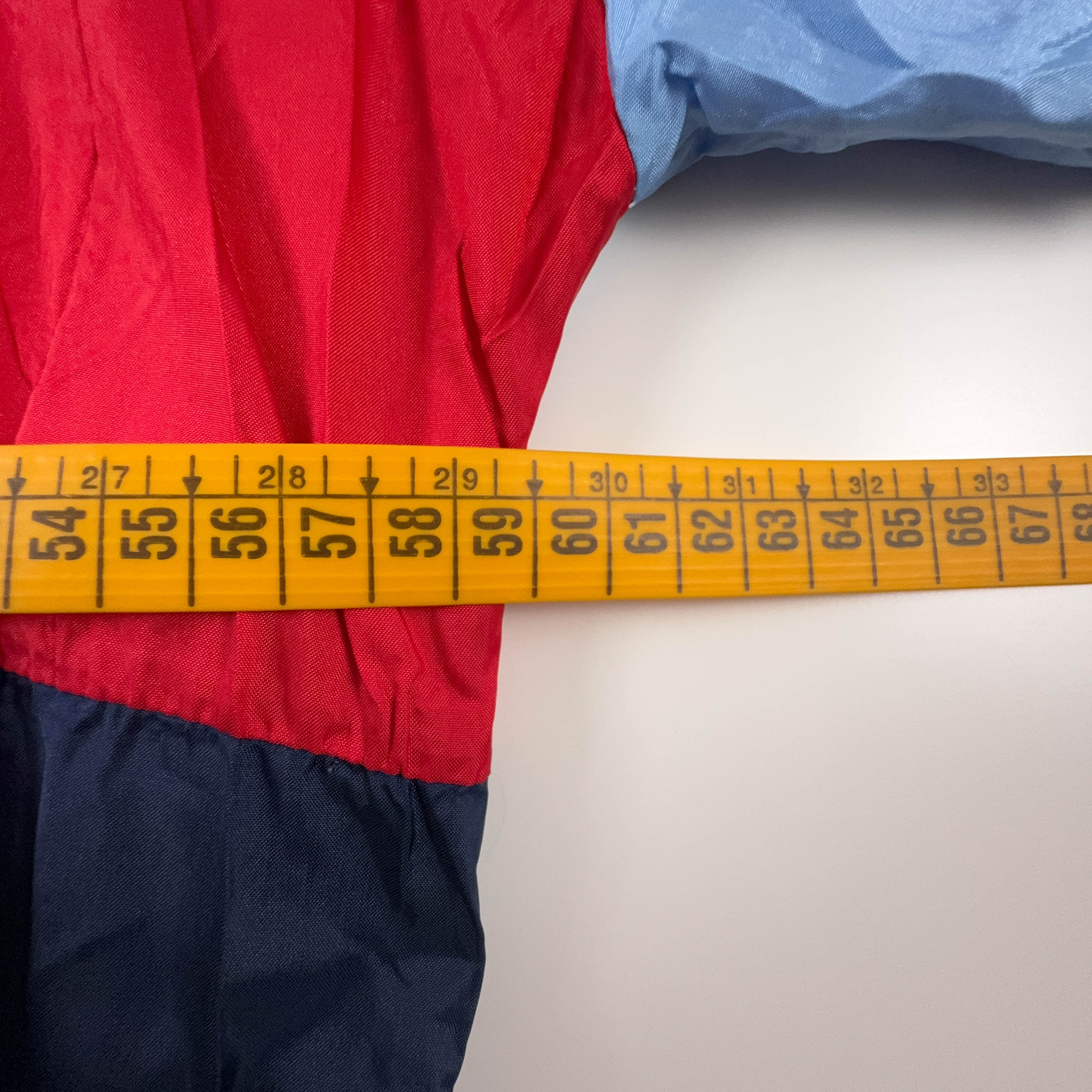 Giacca a vento Adidas Vintage rossa e blu con zip e cappuccio anni 80 - Taglia D8 F183 uomo