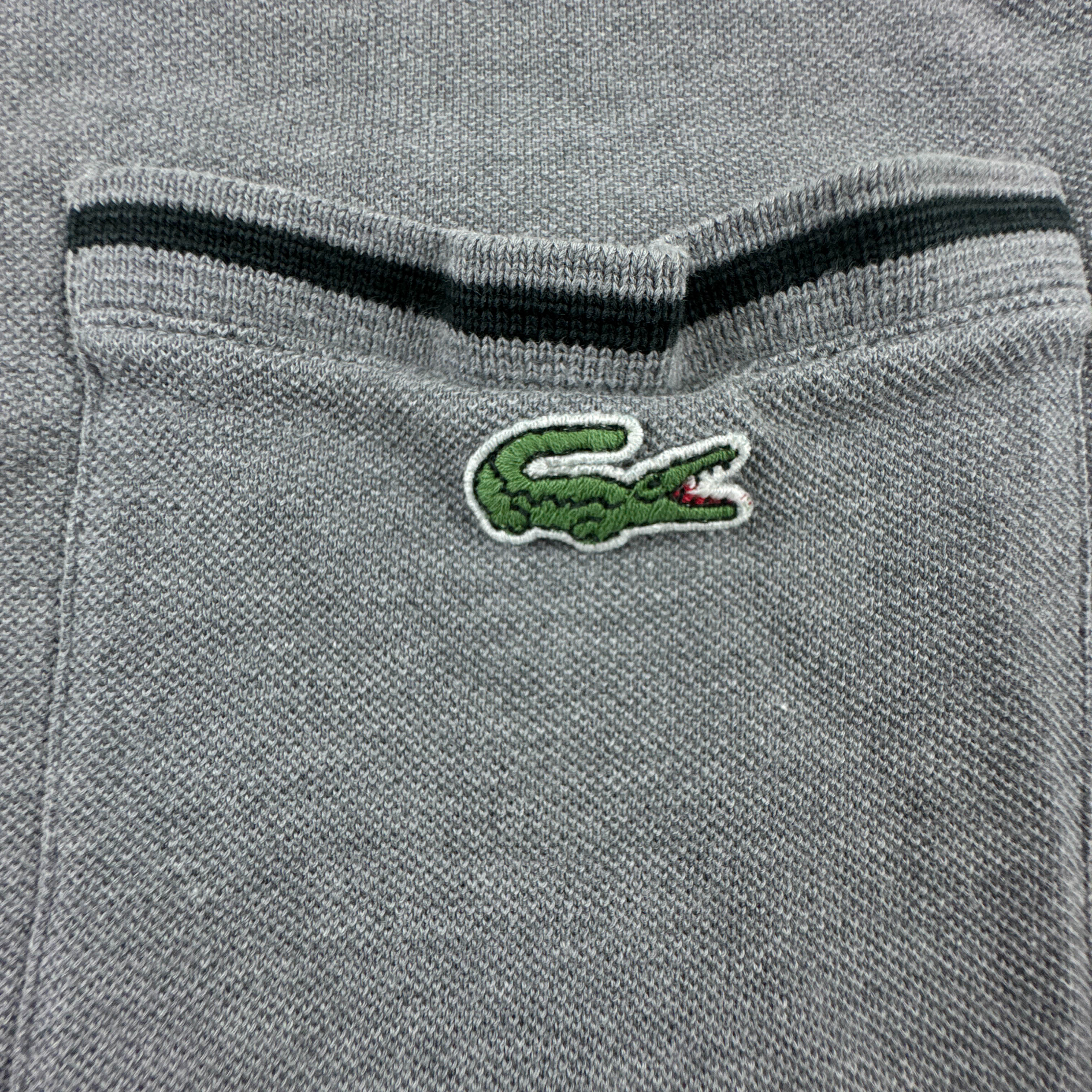 Polo Lacoste grigia a tinta unita quarter zip in cotone - Taglia 5 uomo