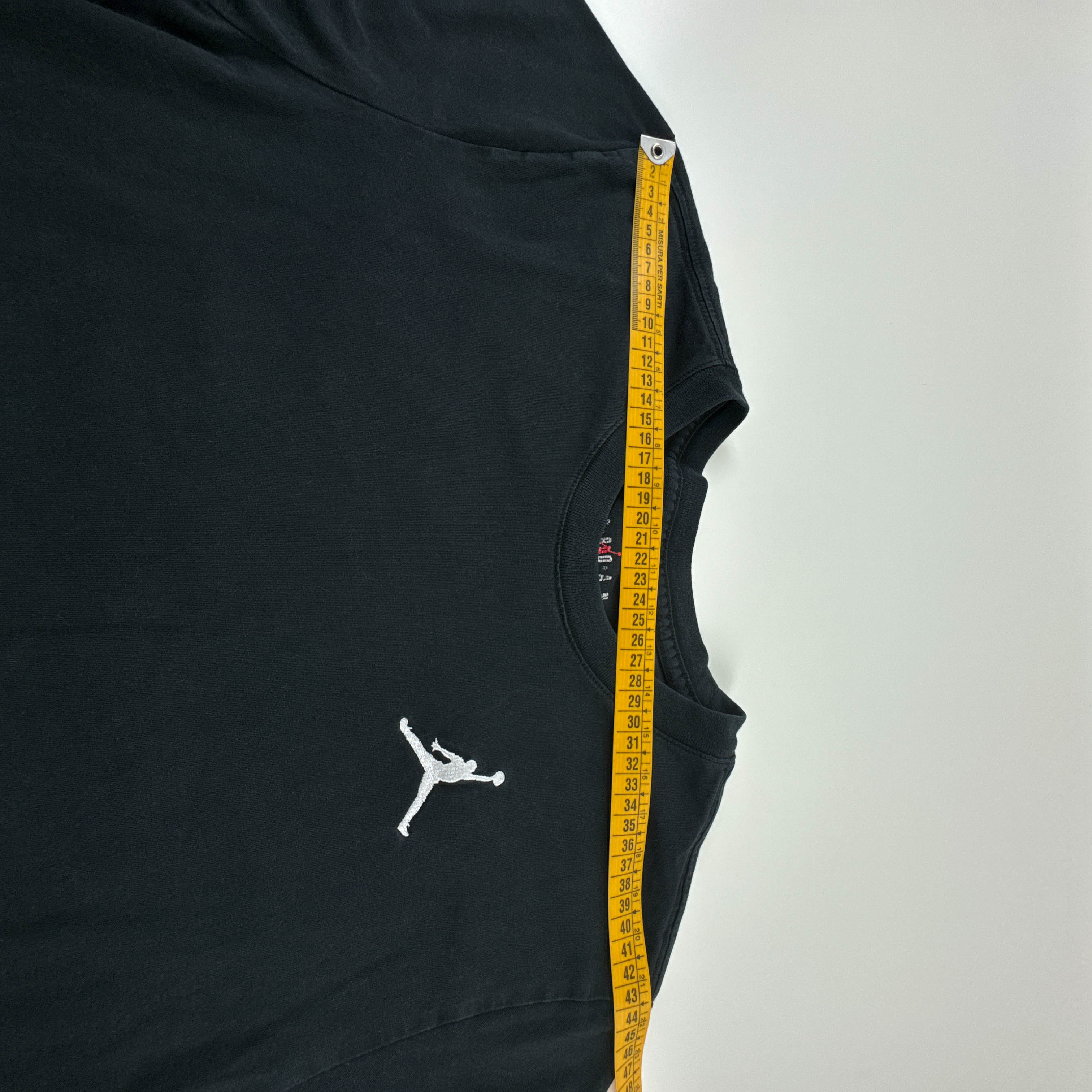 T Shirt Air Jordan nera a girocollo con logo ricamato - Taglia M/L uomo