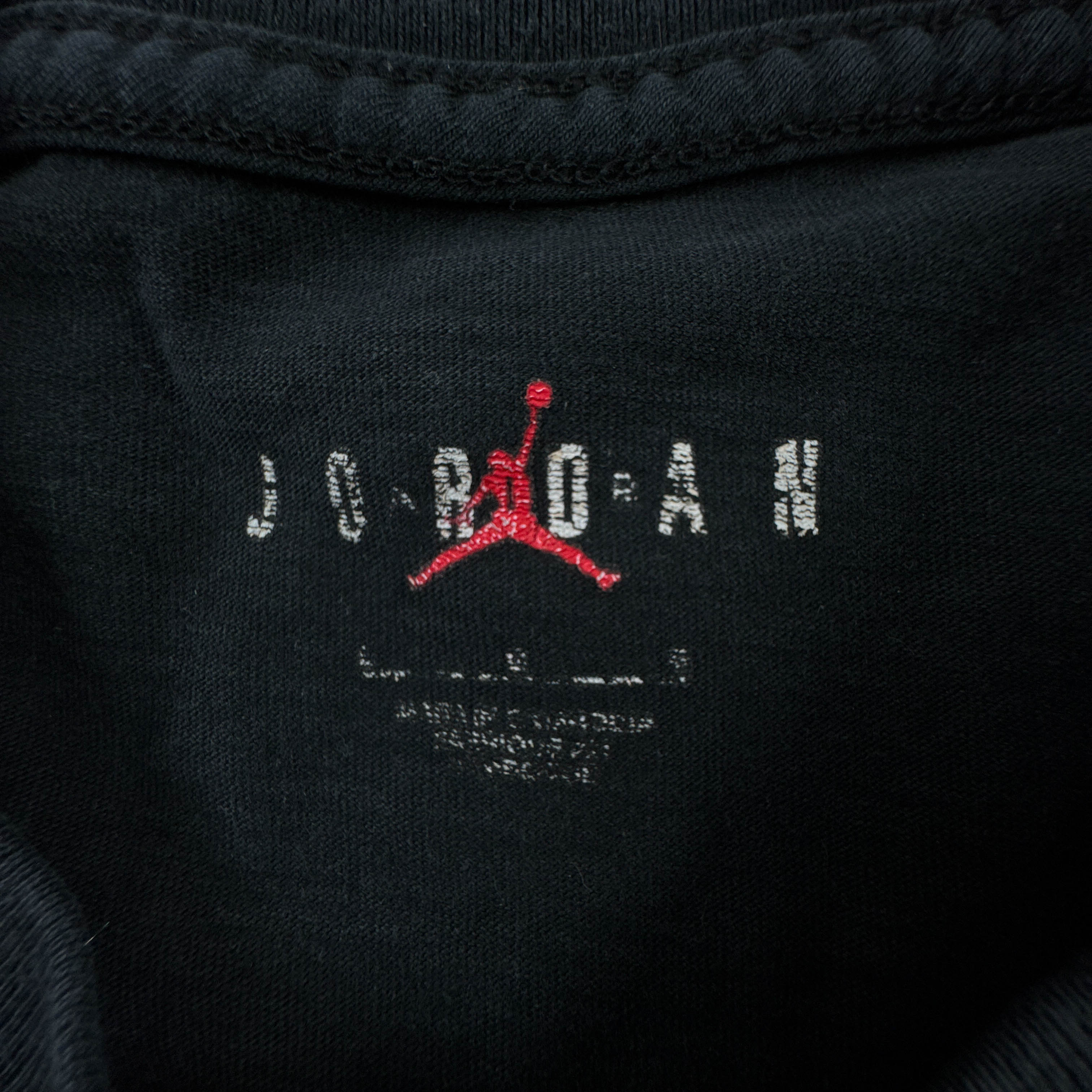 T Shirt Air Jordan nera a girocollo con logo ricamato - Taglia M/L uomo