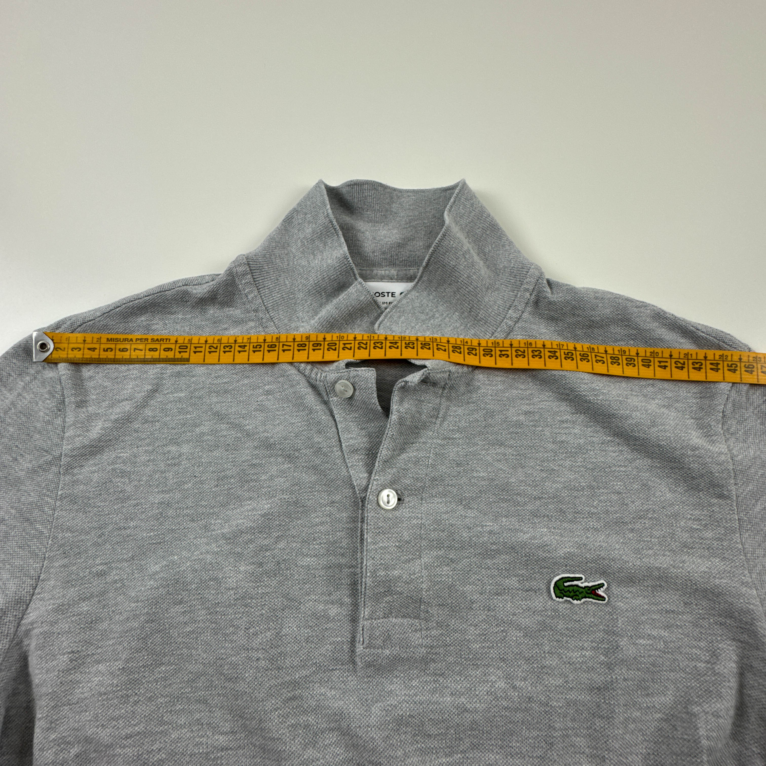 Polo Lacoste grigia a tinta unita in cotone slim fit - Taglia 5 uomo