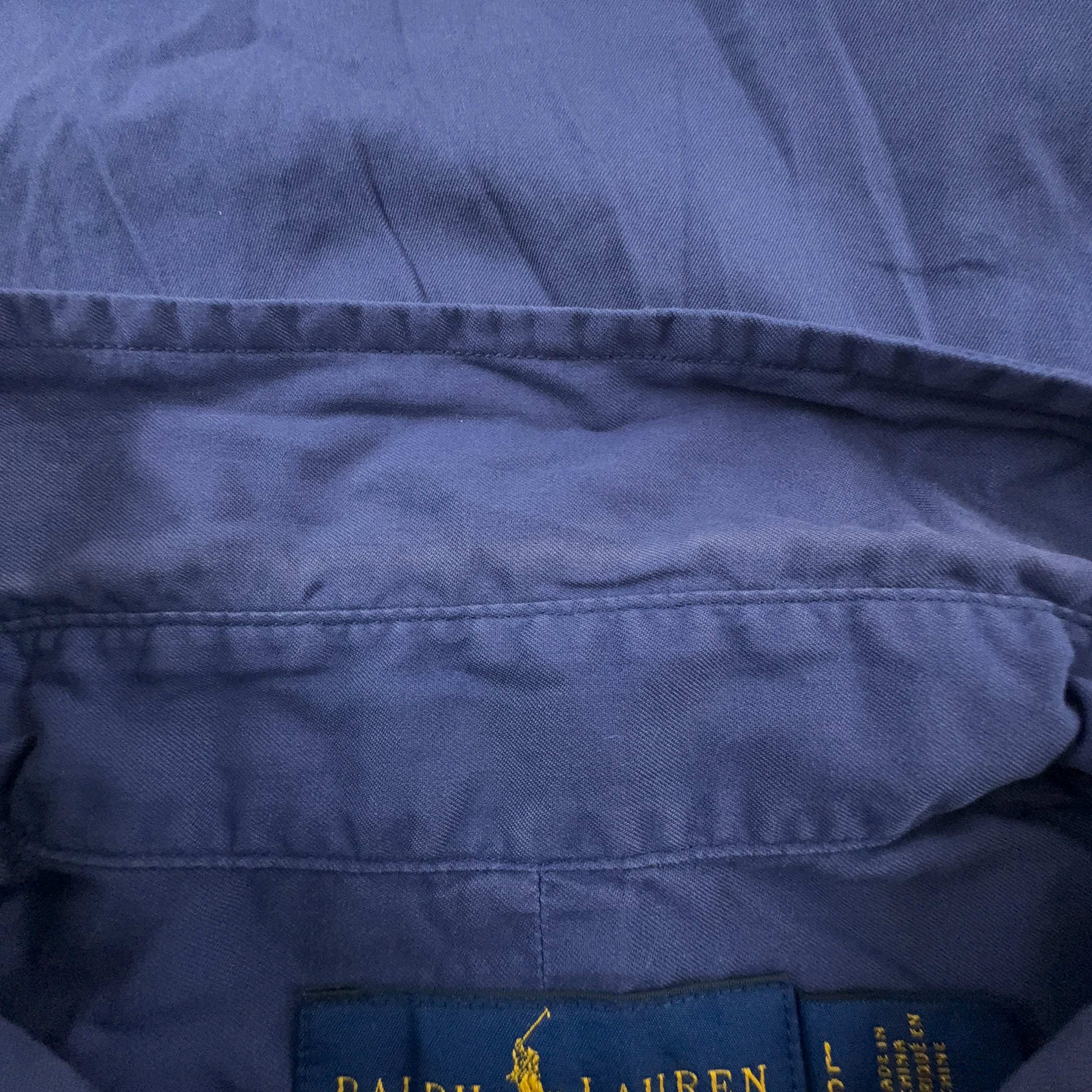 Camicia Ralph Lauren blu a tinta unita in cotone slim fit - Taglia L uomo