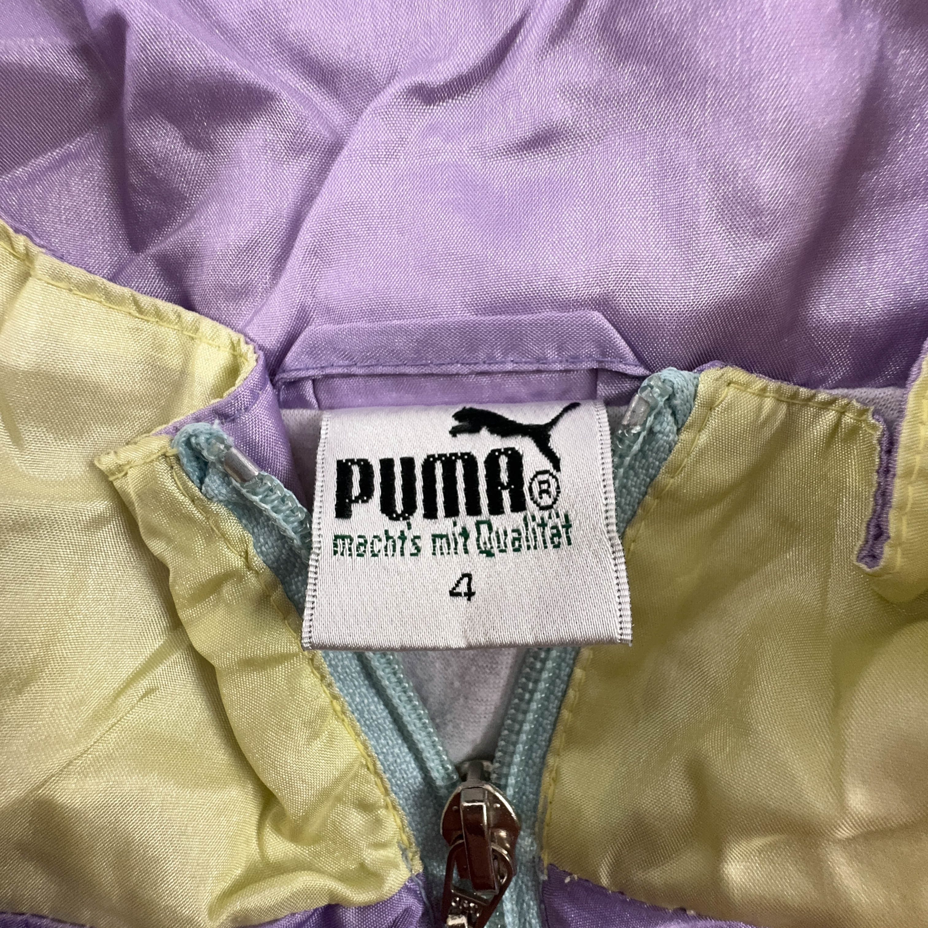 Giacca a vento Puma Vintage lilla e azzurro chiaro con zip anni 90 - Taglia 4 uomo