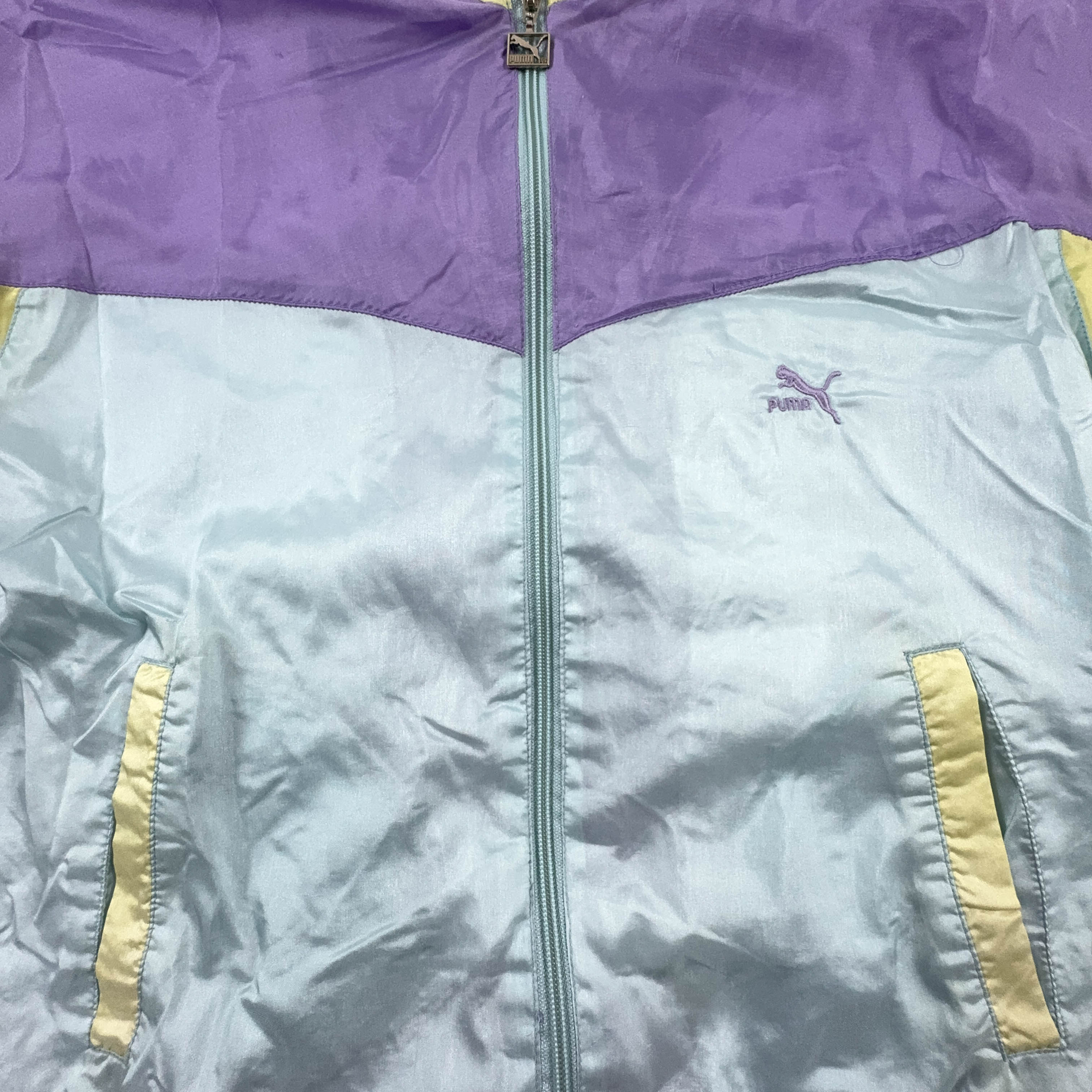 Giacca a vento Puma Vintage lilla e azzurro chiaro con zip anni 90 - Taglia 4 uomo
