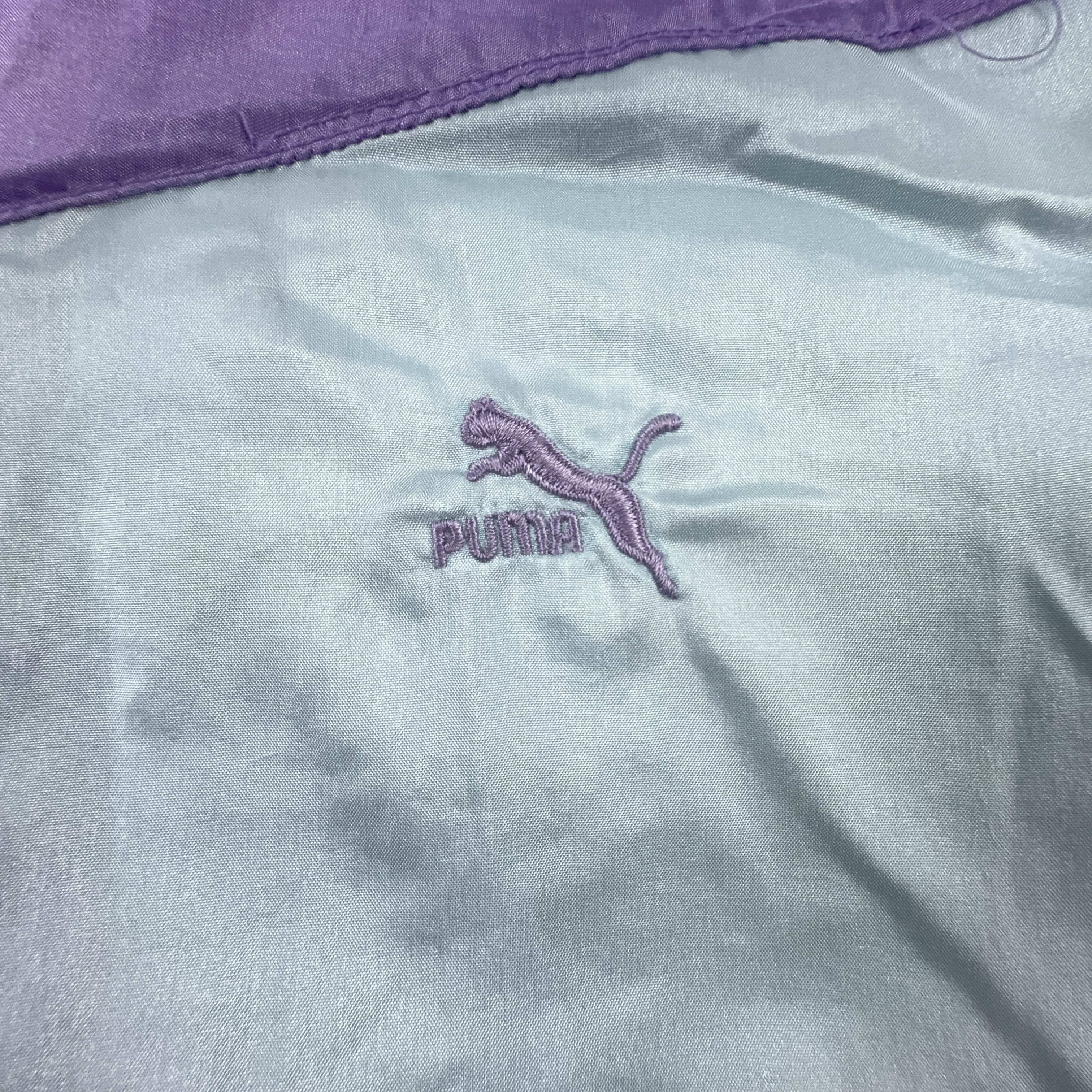 Giacca a vento Puma Vintage lilla e azzurro chiaro con zip anni 90 - Taglia 4 uomo