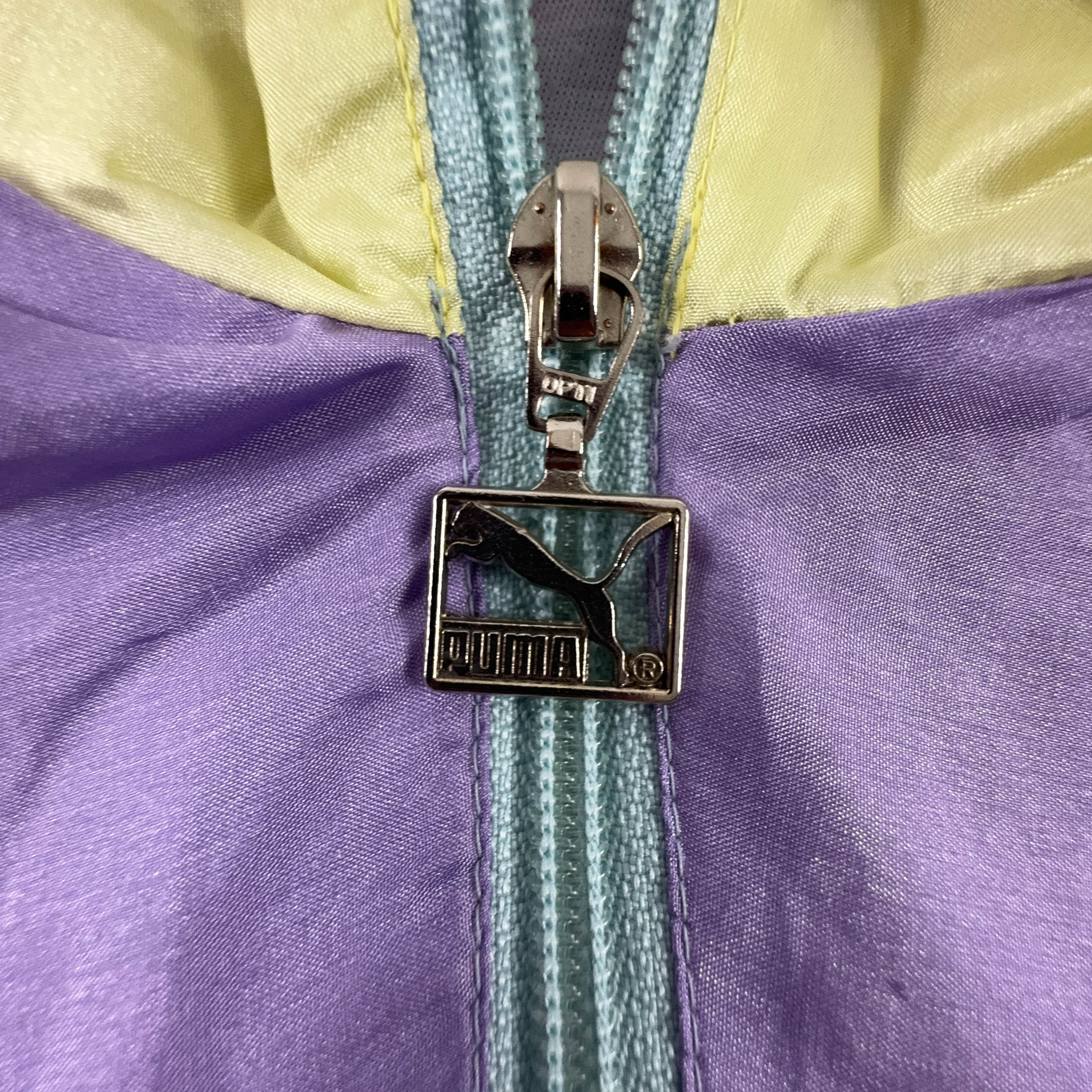 Giacca a vento Puma Vintage lilla e azzurro chiaro con zip anni 90 - Taglia 4 uomo