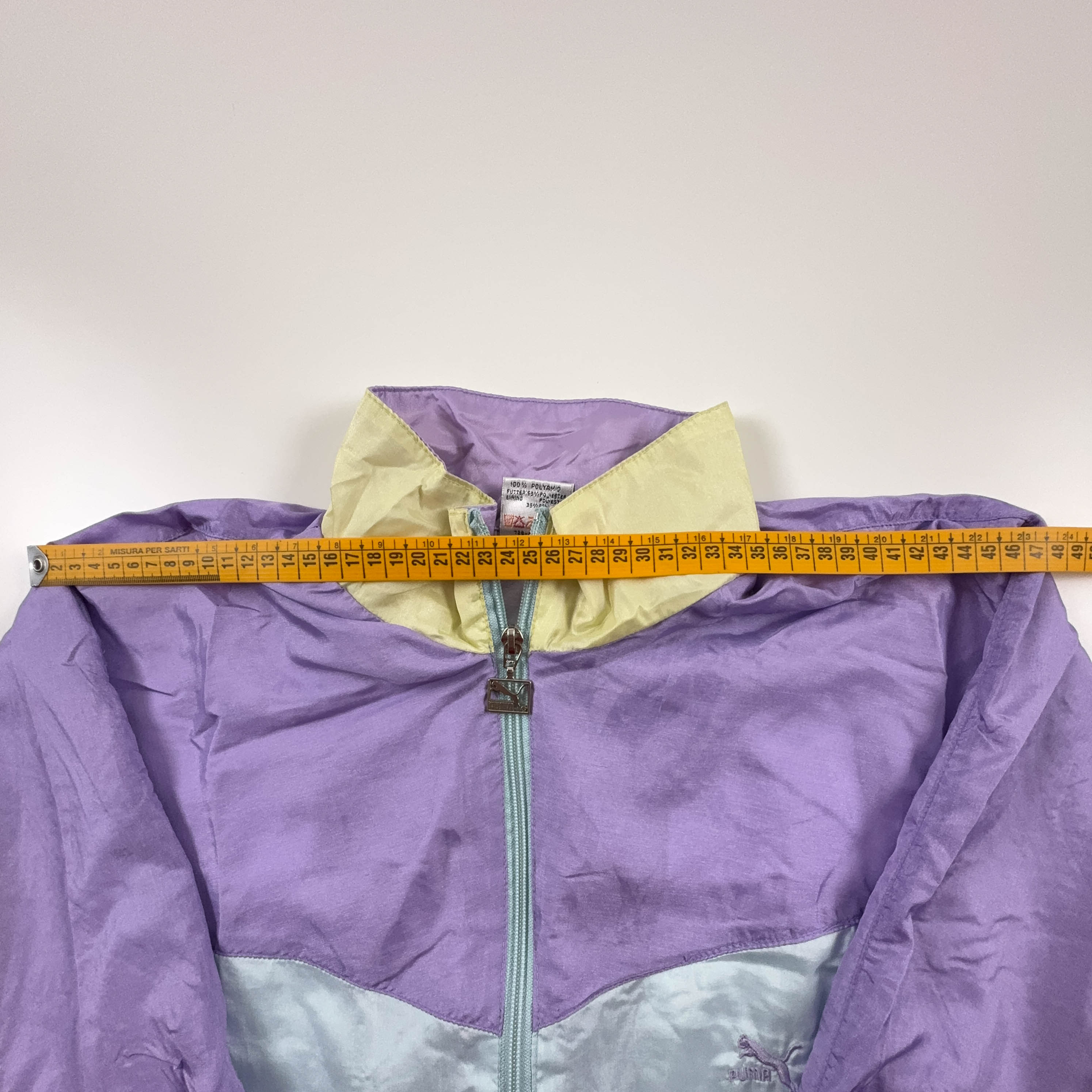 Giacca a vento Puma Vintage lilla e azzurro chiaro con zip anni 90 - Taglia 4 uomo
