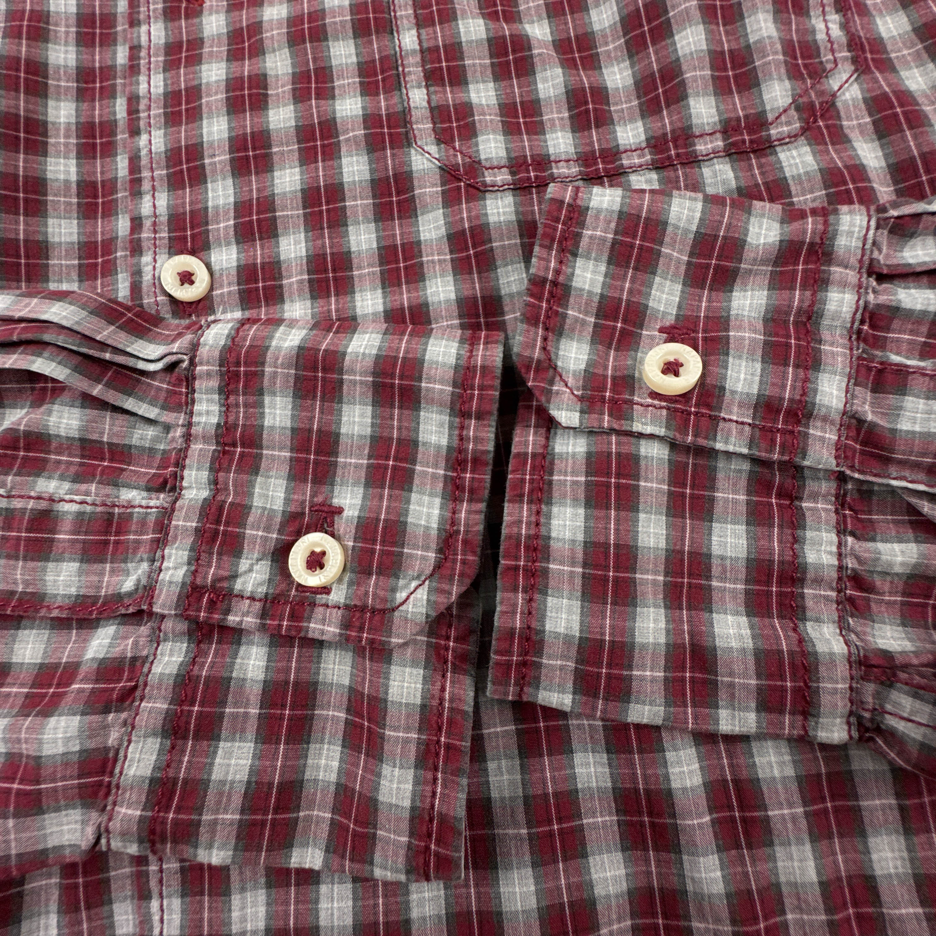 Camicia Napapijri rossa e grigia a quadretti in cotone - Taglia XL/XXL uomo