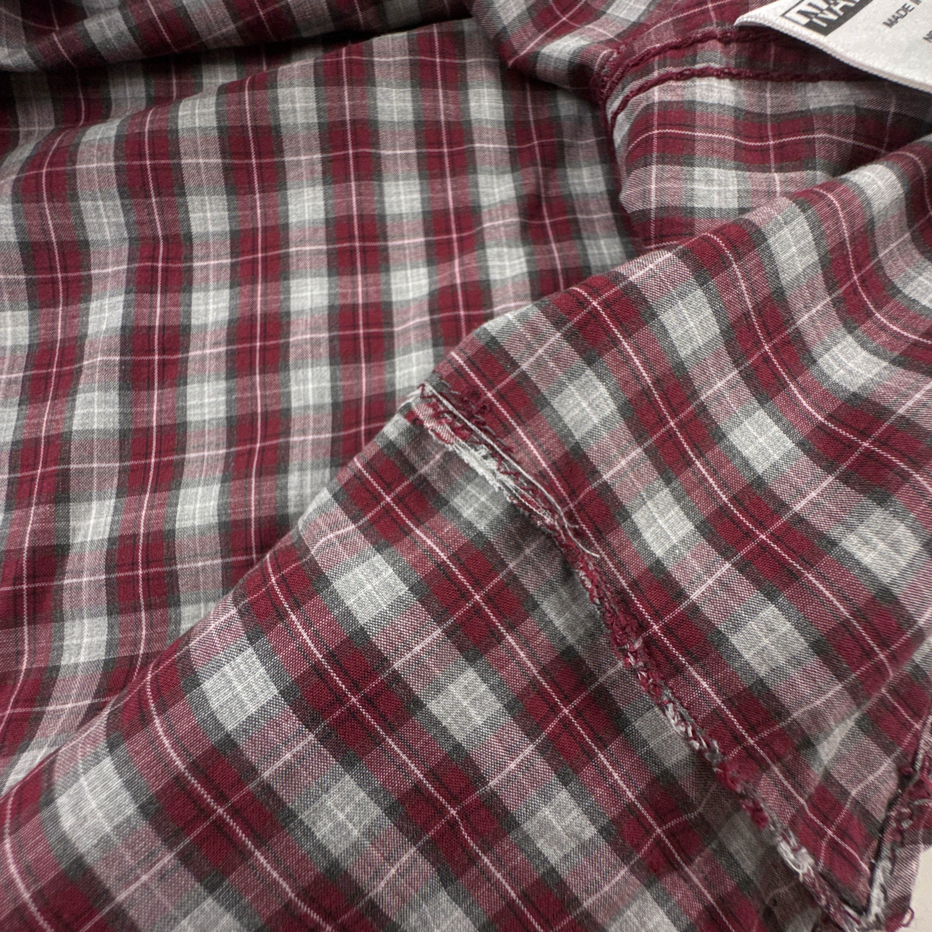 Camicia Napapijri rossa e grigia a quadretti in cotone - Taglia XL/XXL uomo