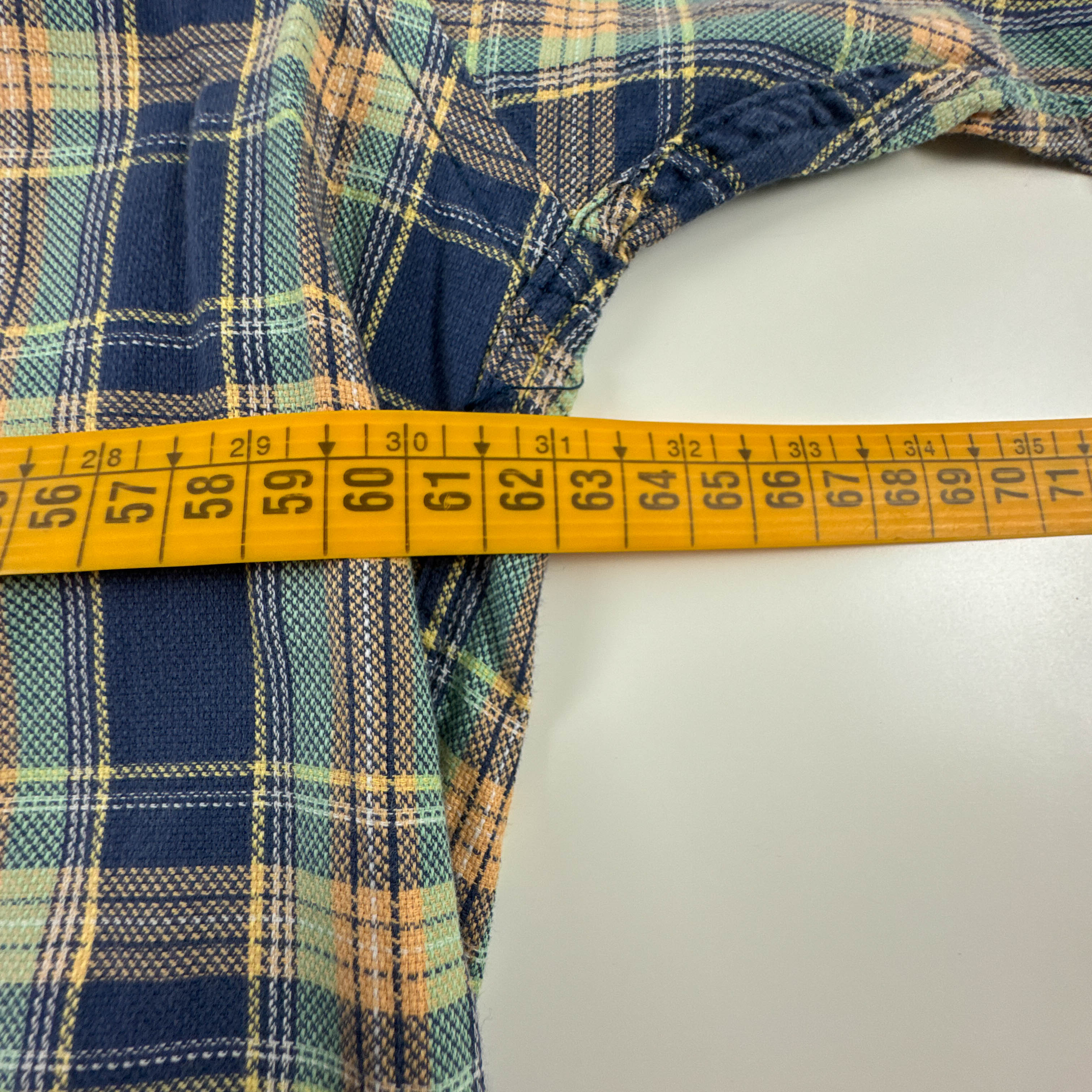 Camicia Tommy Hilfiger Vintage blu e gialla a quadri anni 90 - Taglia L/XL uomo