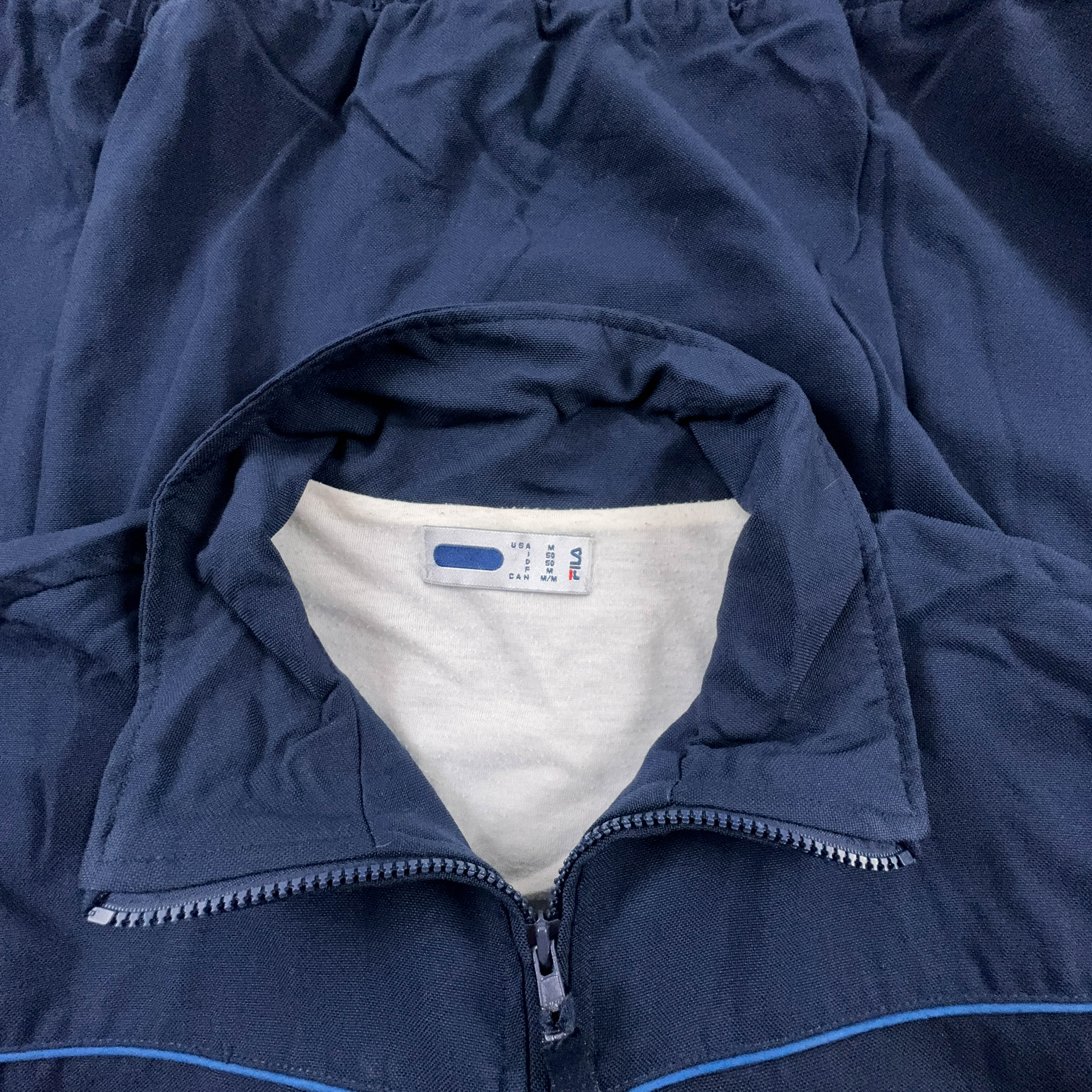 Giacca a vento Fila Vintage blu scuro anni 2000 con zip - Taglia 50 uomo