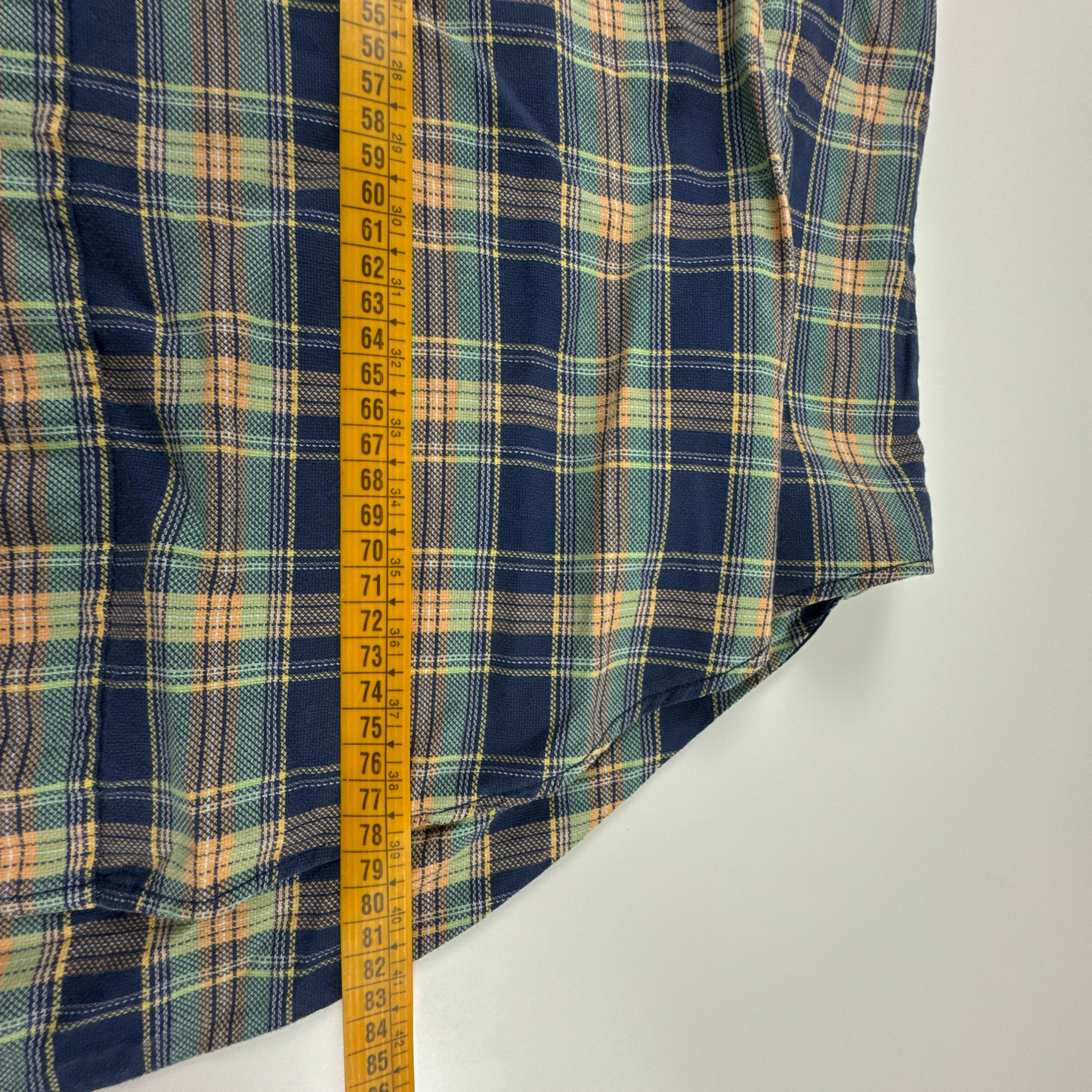 Camicia Tommy Hilfiger Vintage blu e gialla a quadri anni 90 - Taglia L/XL uomo